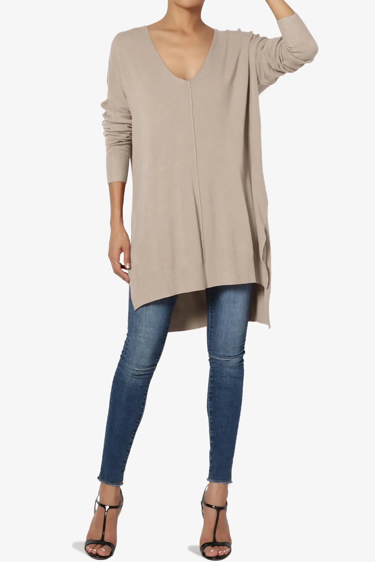 Katana Front Seam V-Neck Knit Sweater MORE COLORS
