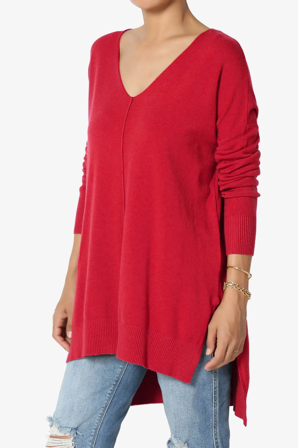 Katana Front Seam V-Neck Knit Sweater MORE COLORS