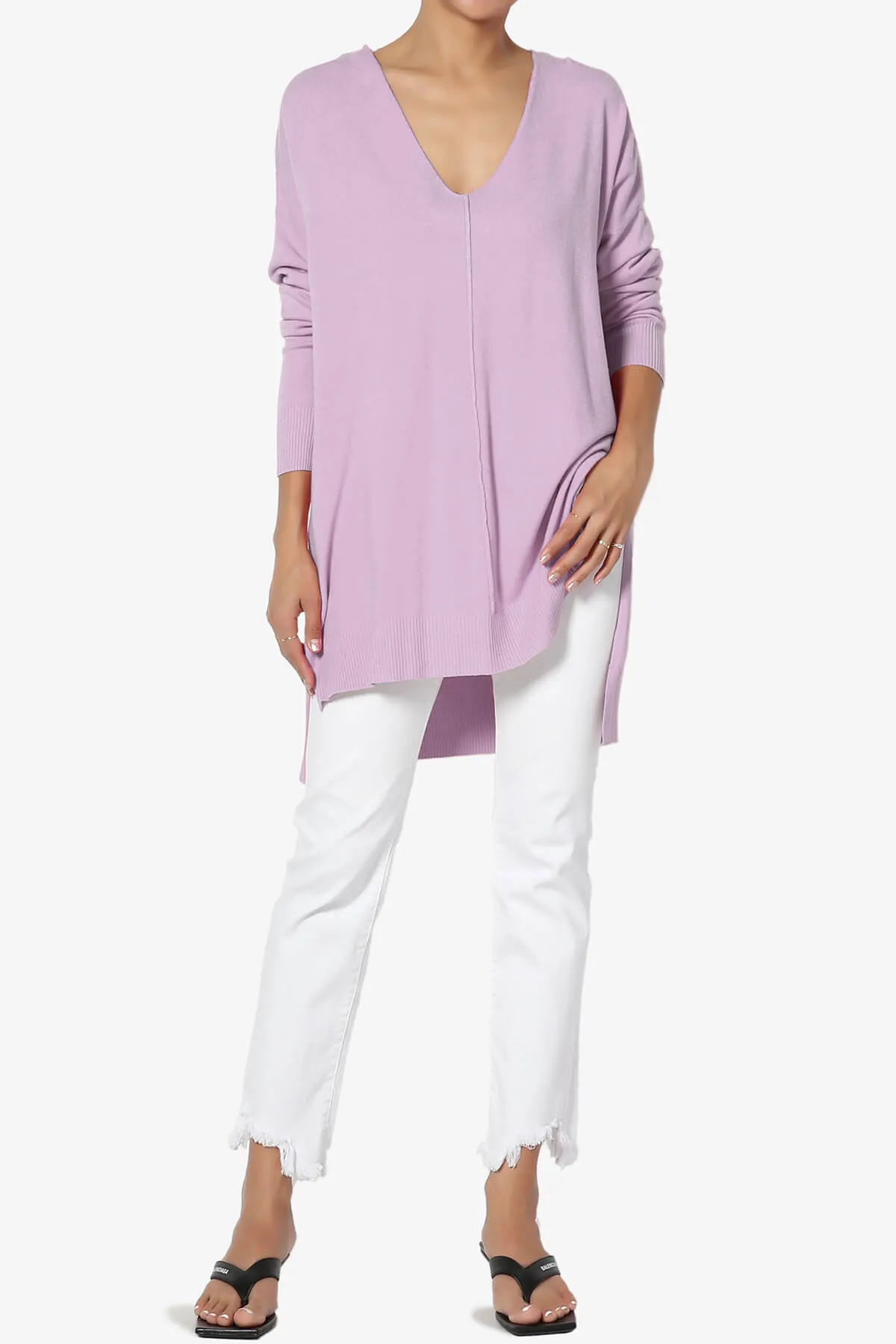 Katana Front Seam V-Neck Knit Sweater MORE COLORS