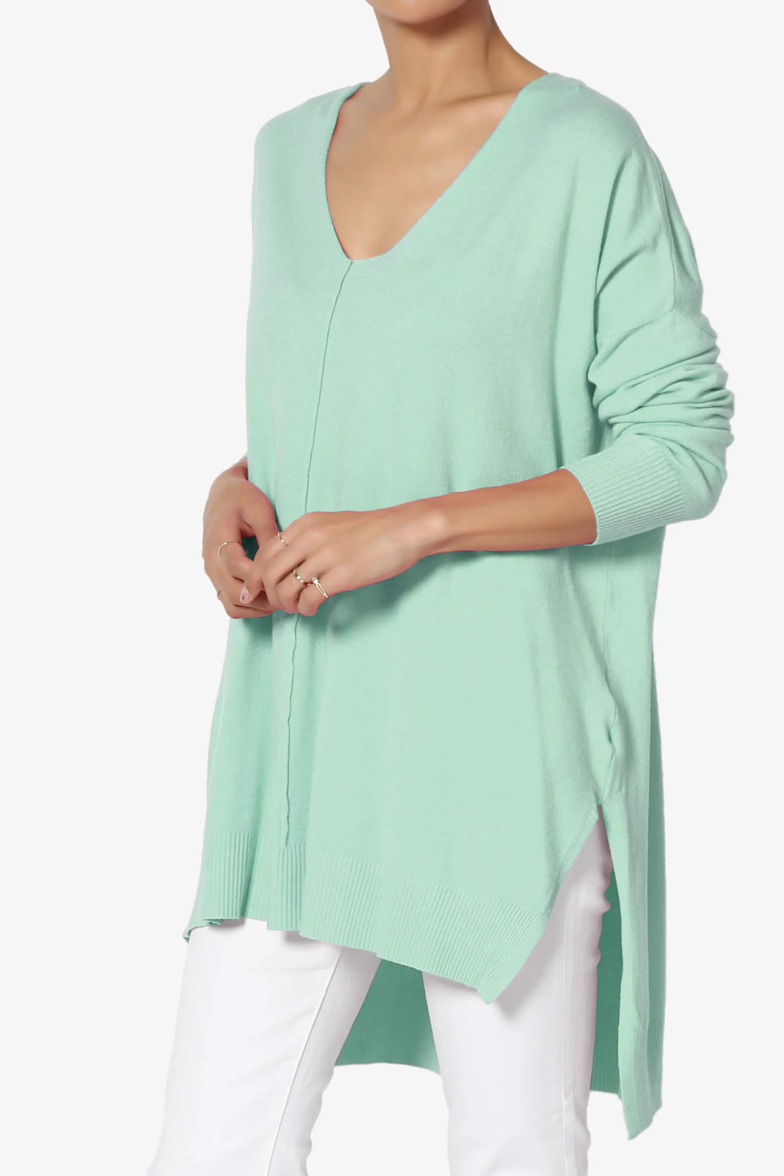 Katana Front Seam V-Neck Knit Sweater MORE COLORS