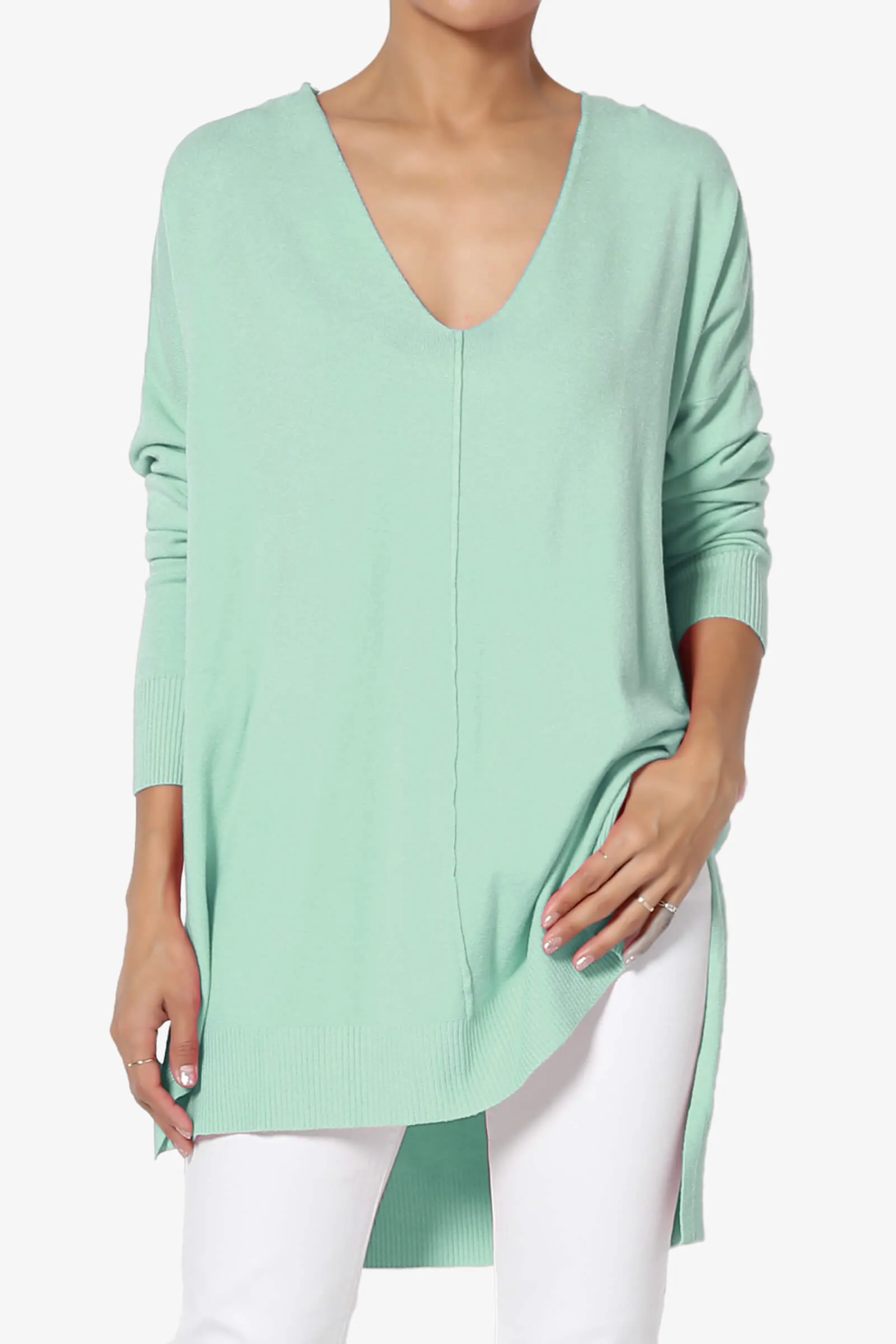 Katana Front Seam V-Neck Knit Sweater MORE COLORS