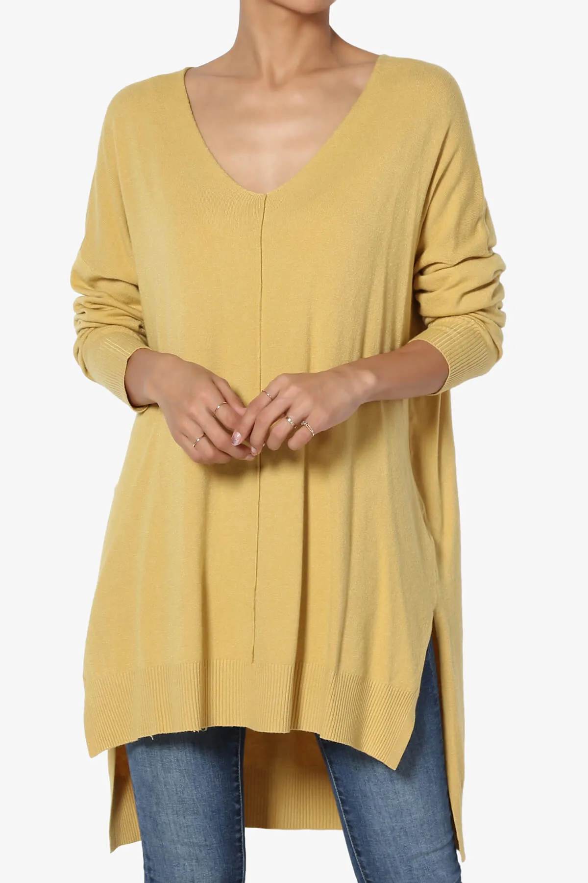 Katana Front Seam V-Neck Knit Sweater MORE COLORS