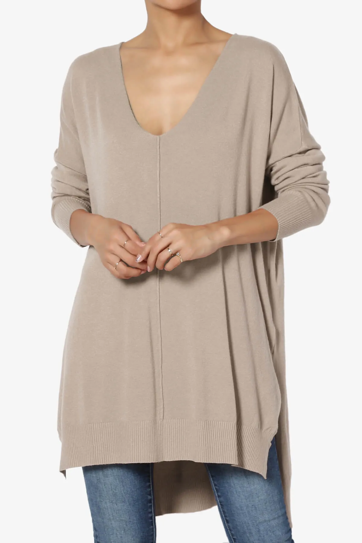 Katana Front Seam V-Neck Knit Sweater MORE COLORS
