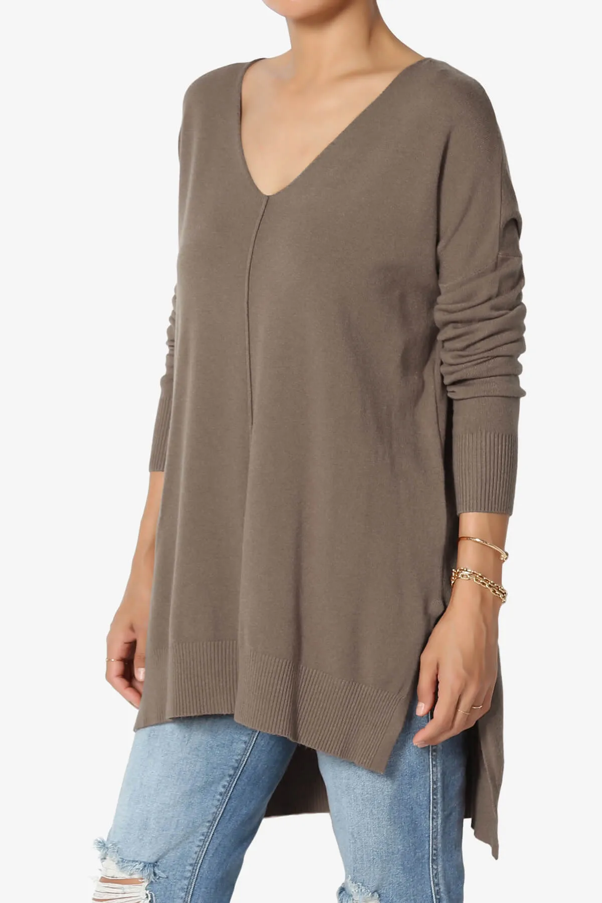 Katana Front Seam V-Neck Knit Sweater MORE COLORS