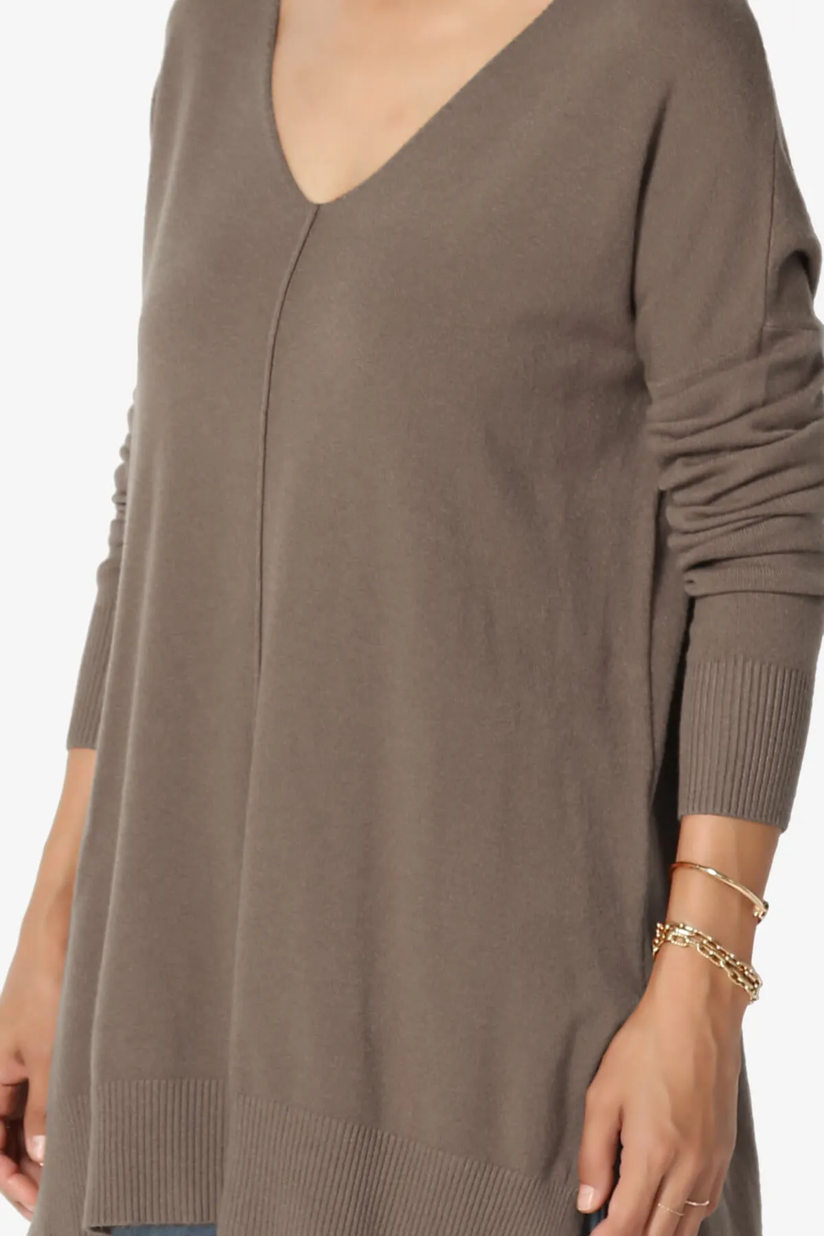 Katana Front Seam V-Neck Knit Sweater MORE COLORS