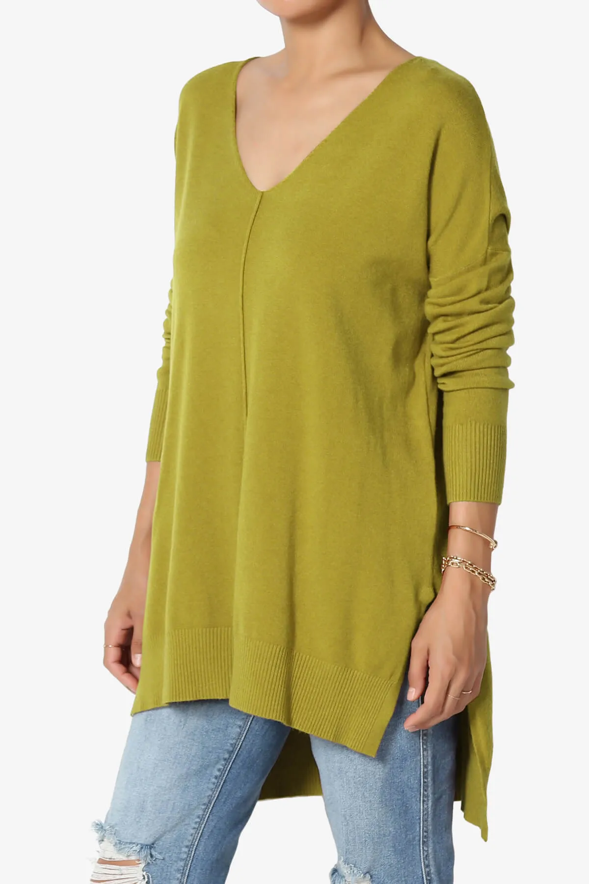 Katana Front Seam V-Neck Knit Sweater MORE COLORS