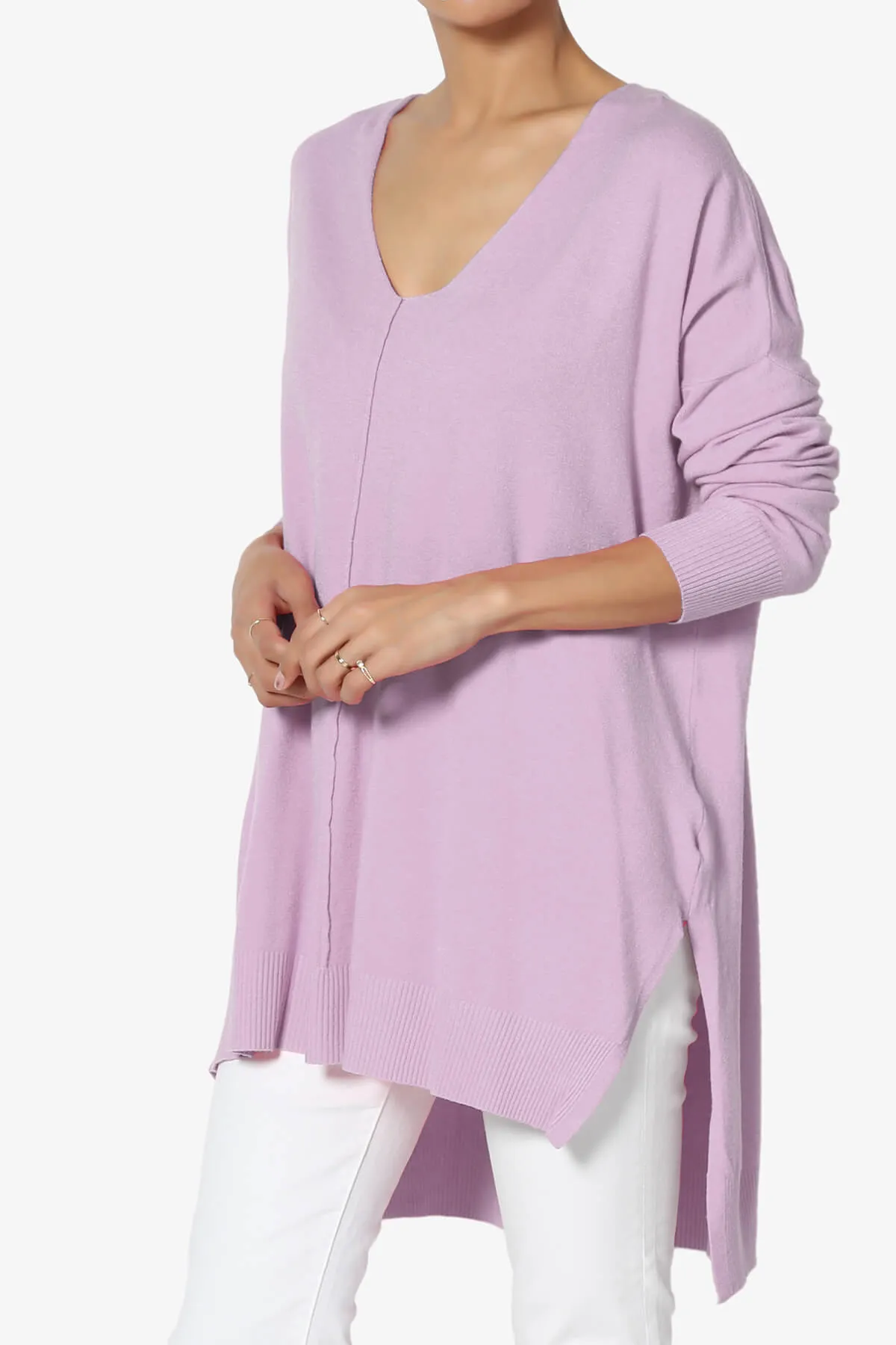 Katana Front Seam V-Neck Knit Sweater MORE COLORS