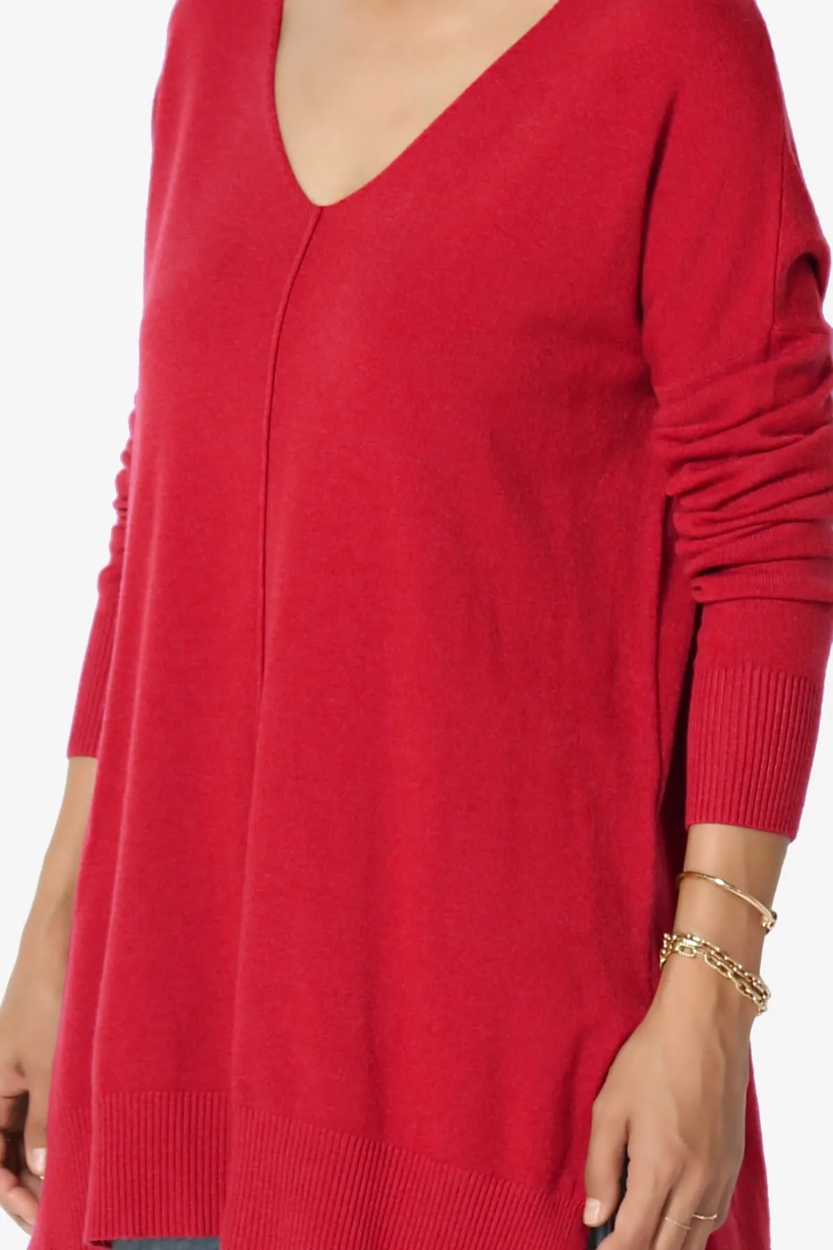 Katana Front Seam V-Neck Knit Sweater MORE COLORS