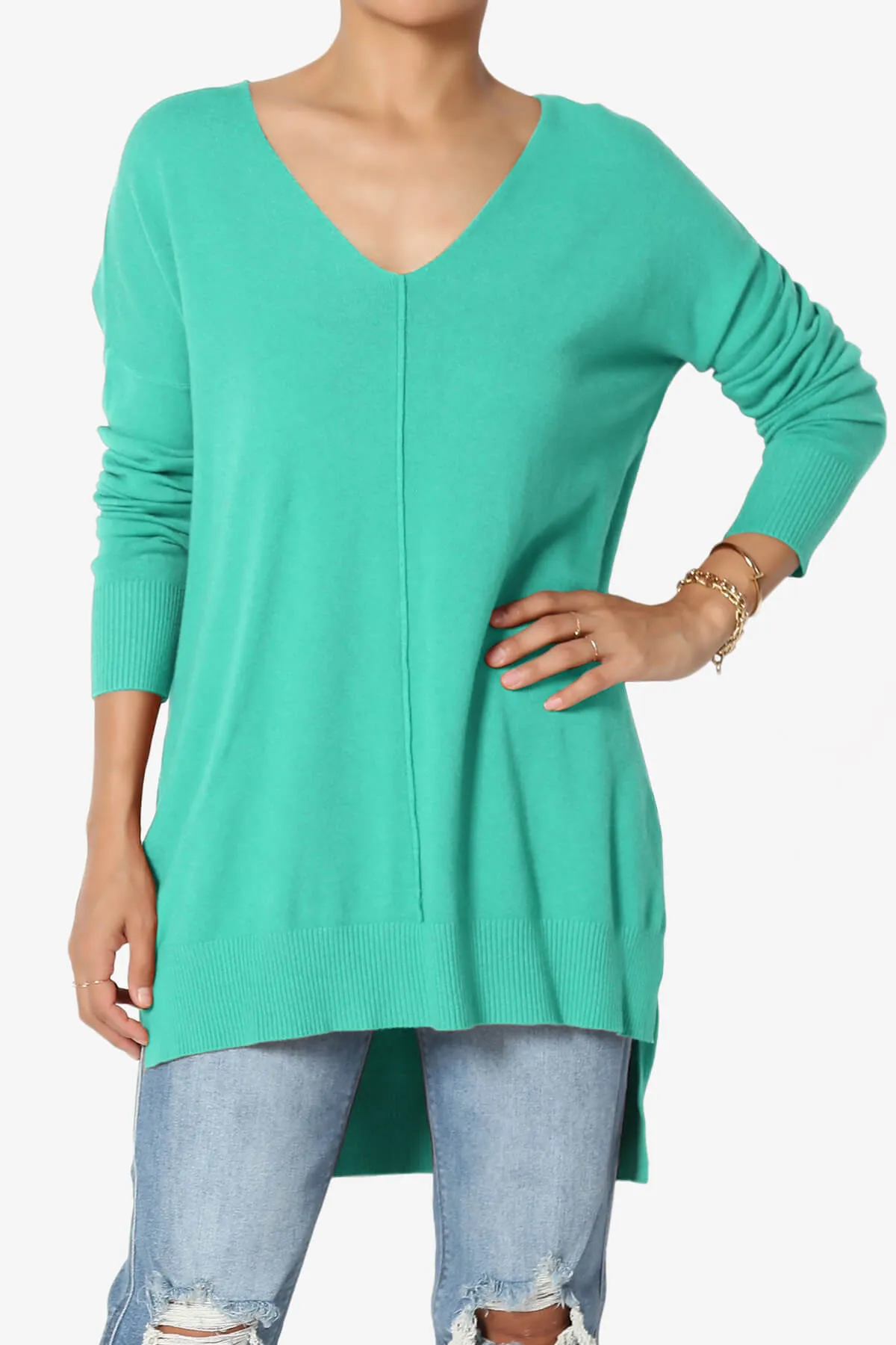 Katana Front Seam V-Neck Knit Sweater MORE COLORS