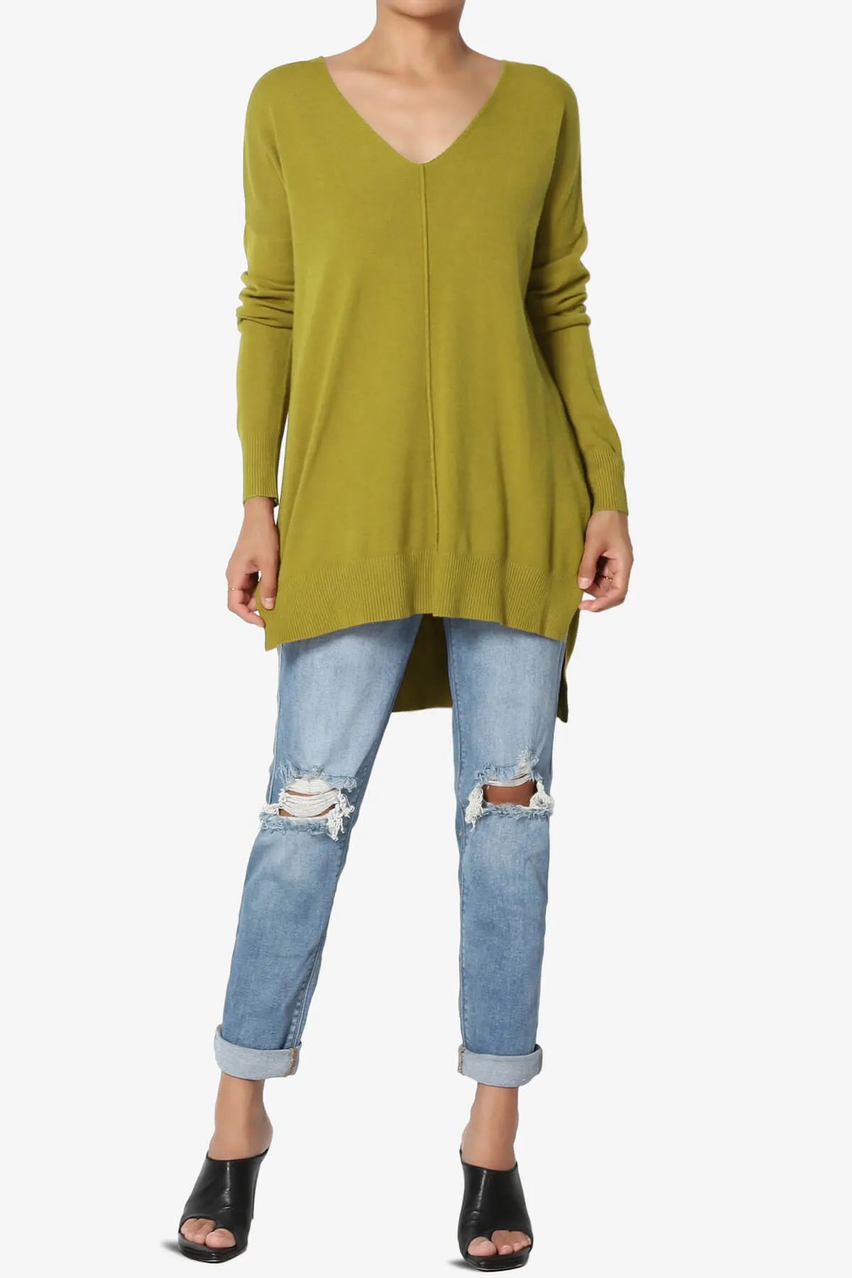 Katana Front Seam V-Neck Knit Sweater MORE COLORS