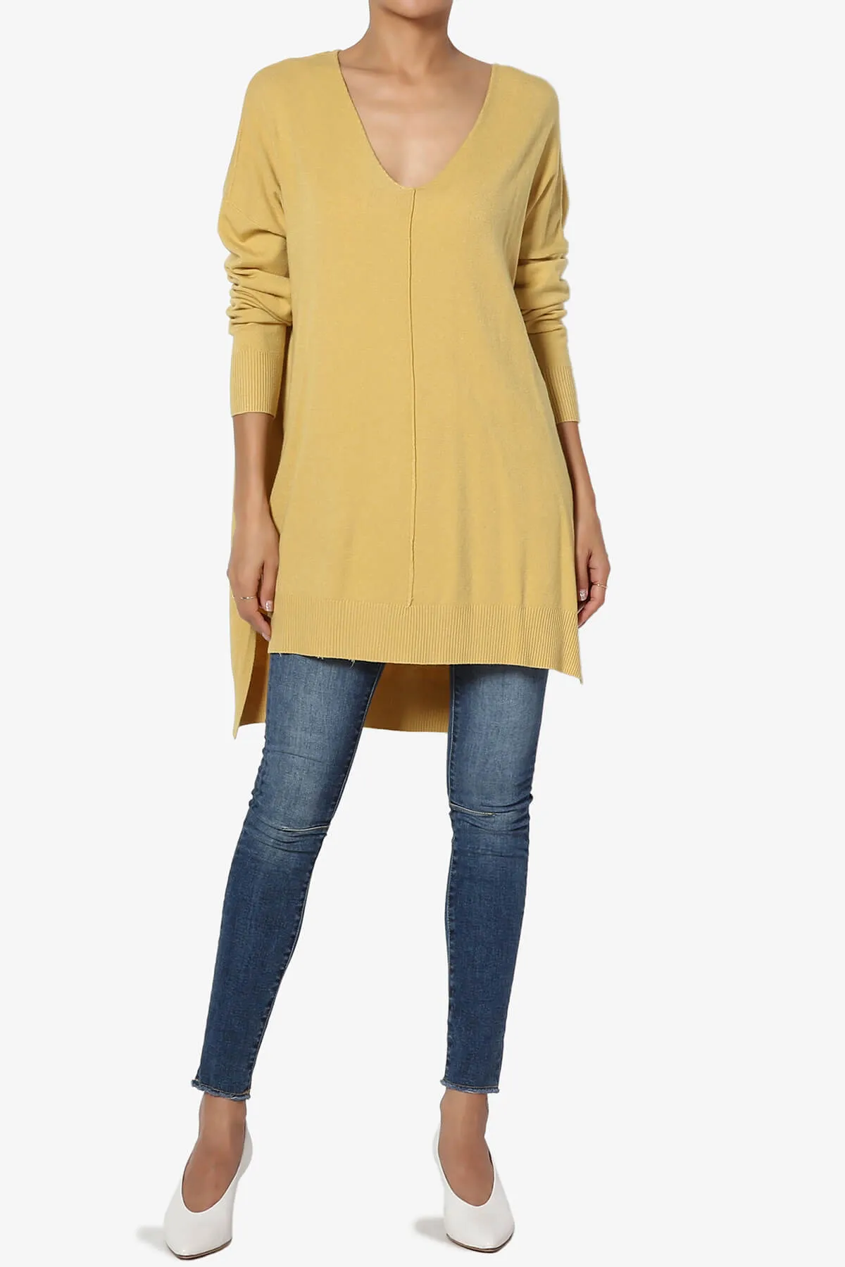 Katana Front Seam V-Neck Knit Sweater MORE COLORS