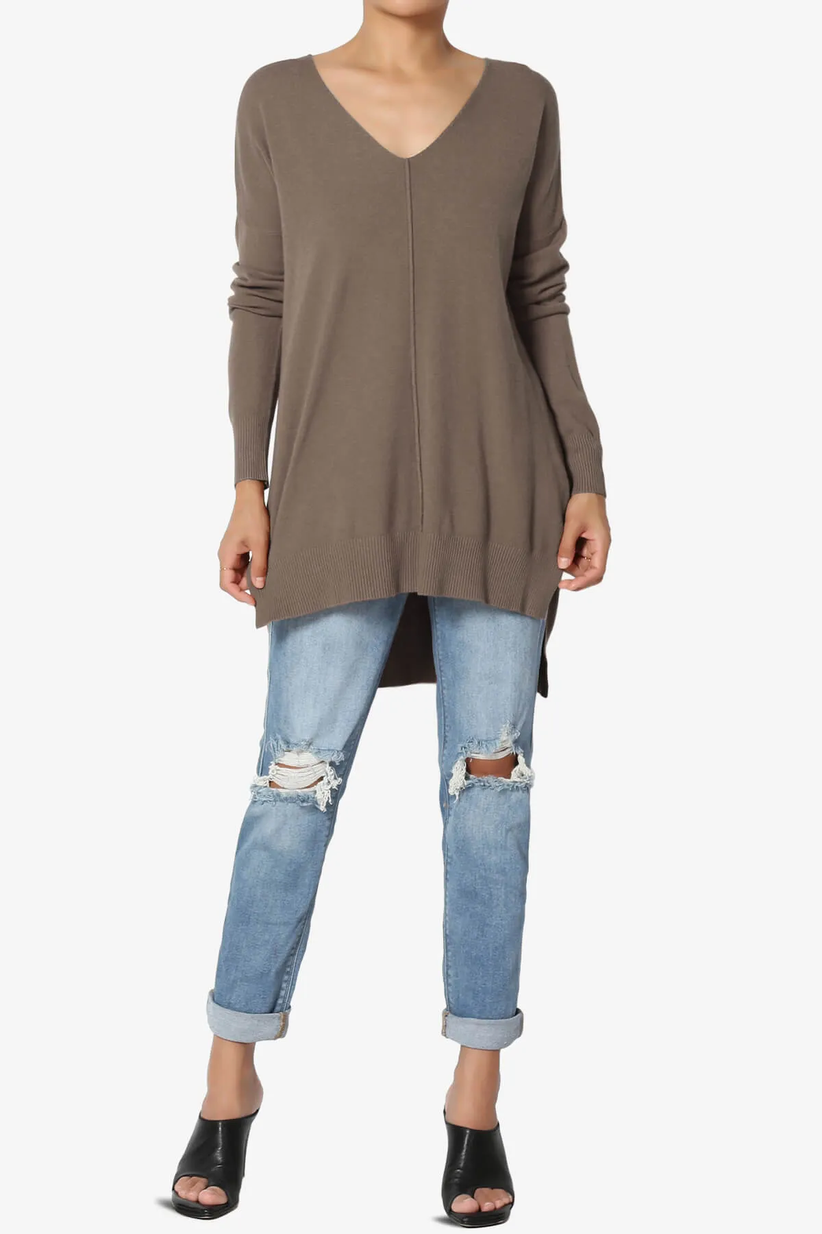 Katana Front Seam V-Neck Knit Sweater MORE COLORS