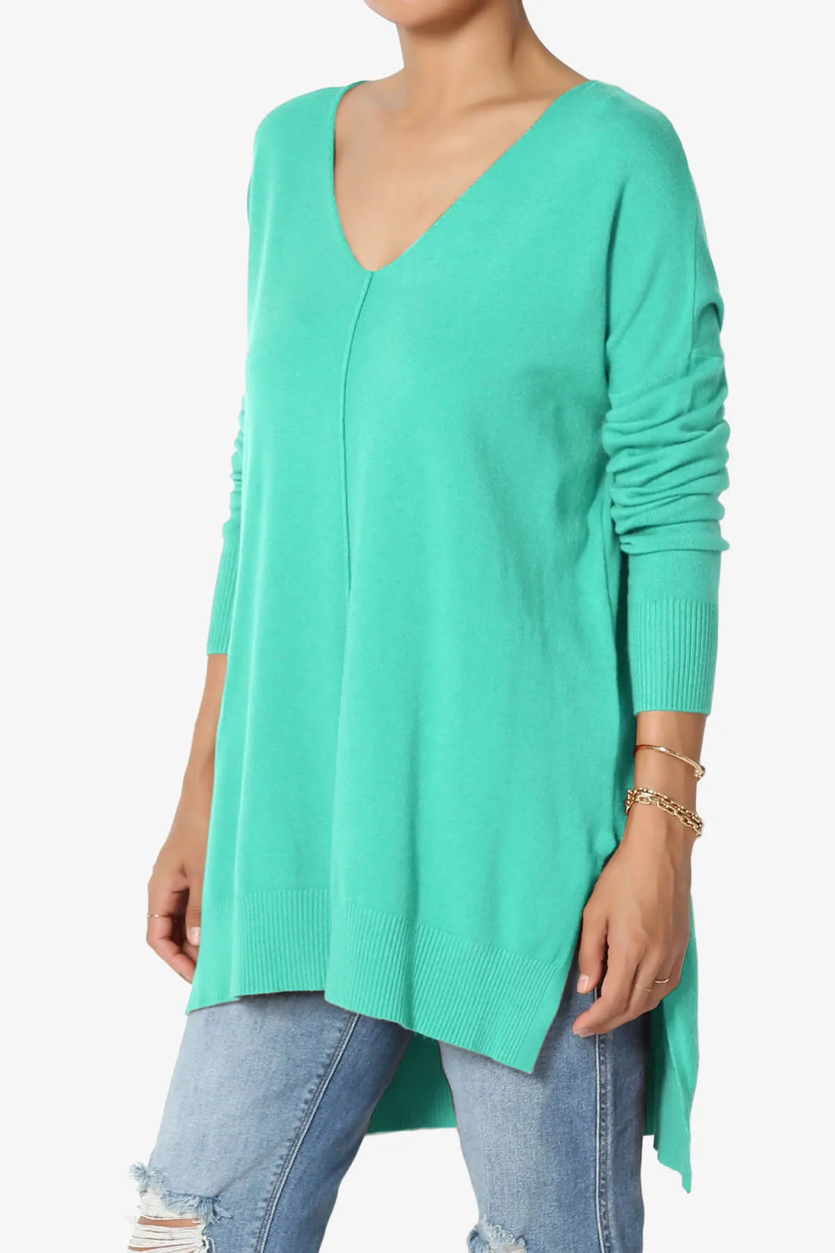 Katana Front Seam V-Neck Knit Sweater MORE COLORS