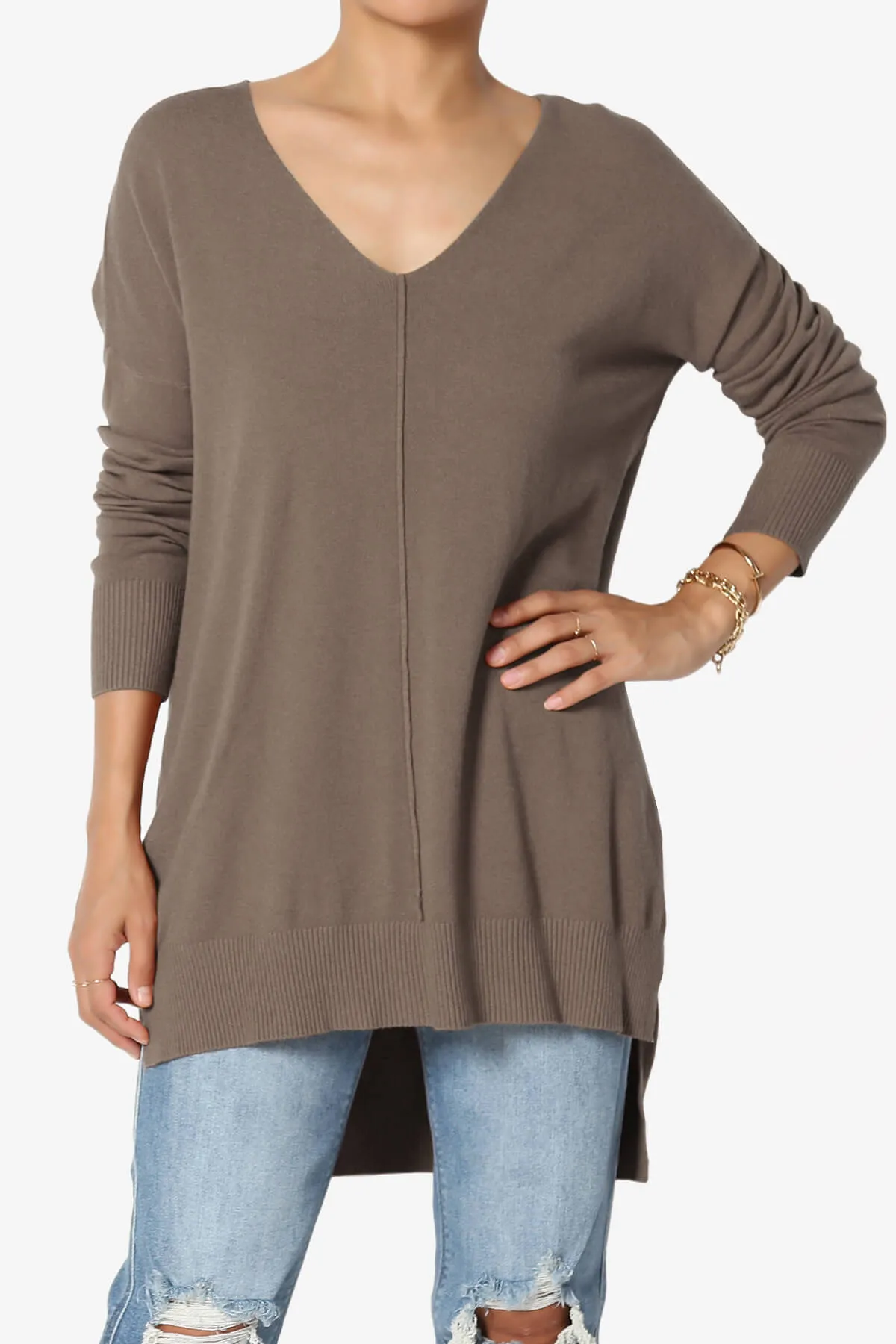 Katana Front Seam V-Neck Knit Sweater MORE COLORS