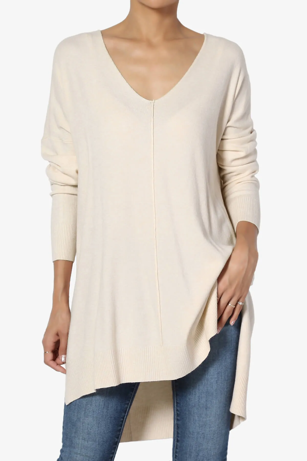 Katana Front Seam V-Neck Knit Sweater MORE COLORS