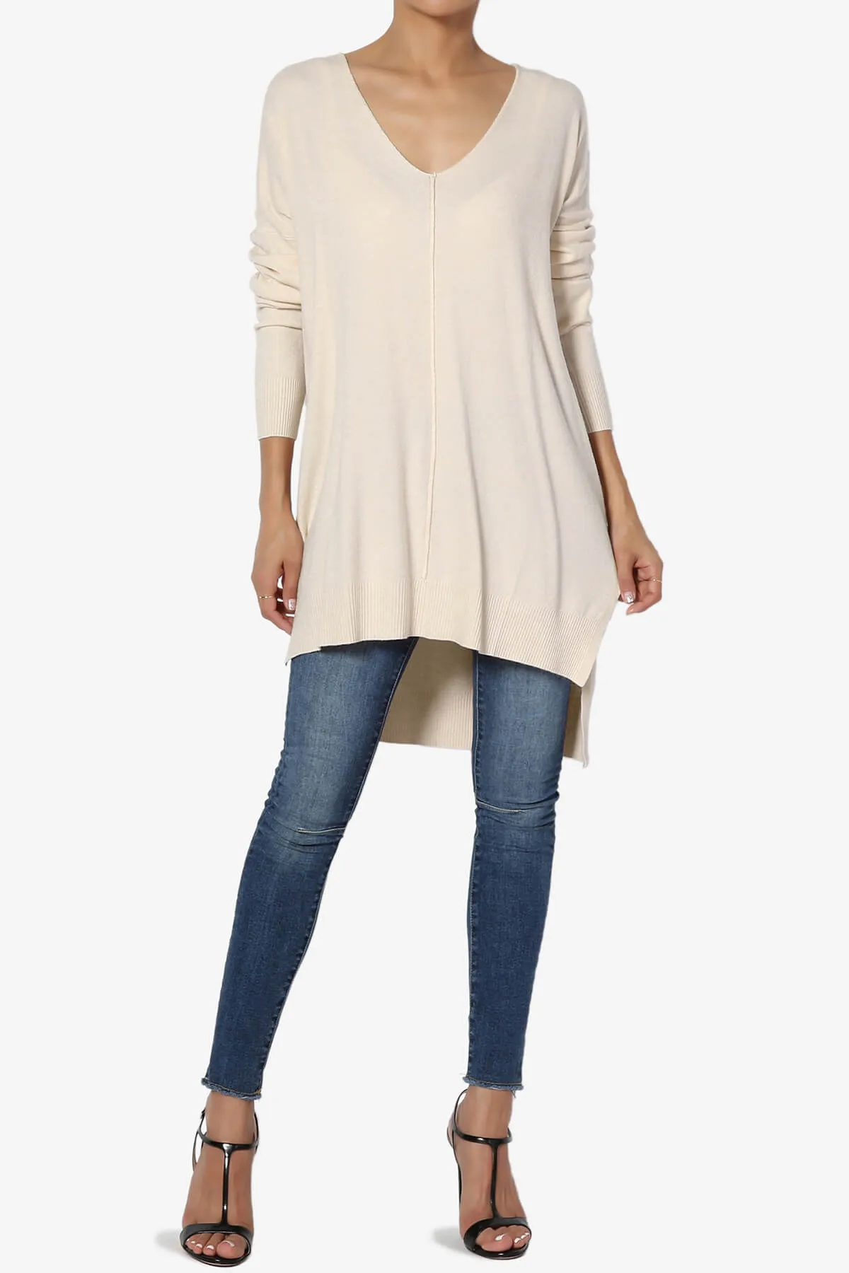 Katana Front Seam V-Neck Knit Sweater MORE COLORS