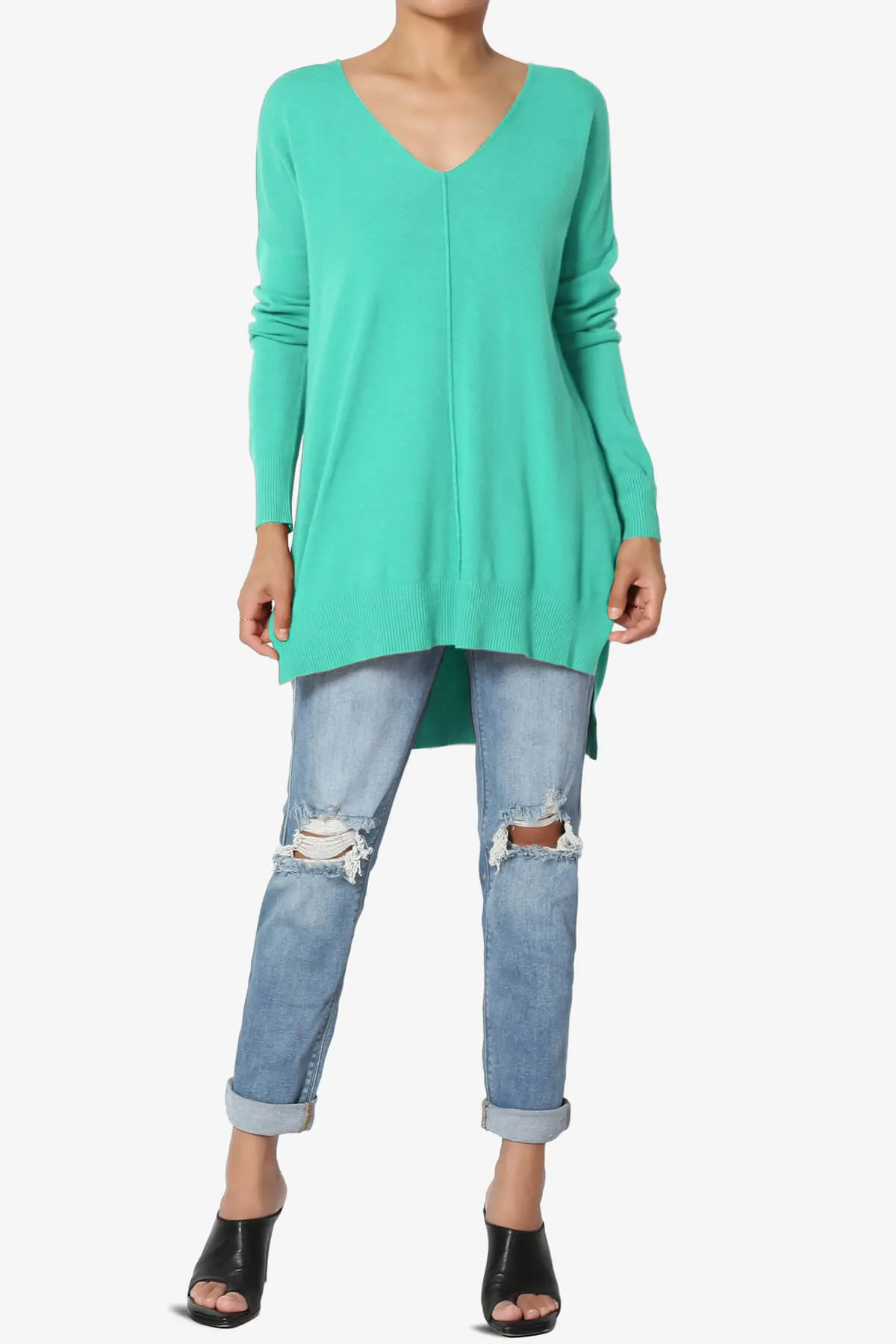 Katana Front Seam V-Neck Knit Sweater MORE COLORS
