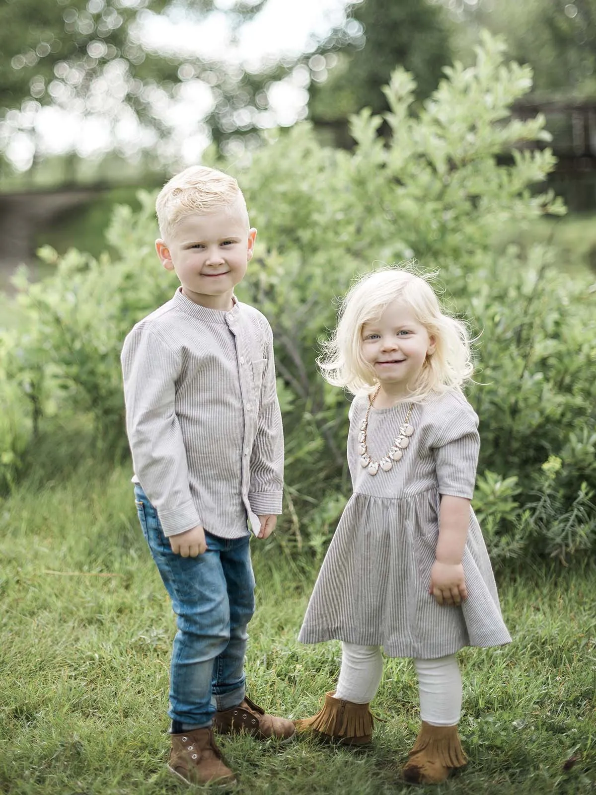 Kid's Collarless Button-Up