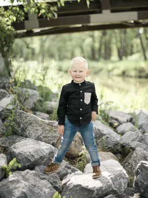 Kid's Collarless Button-Up