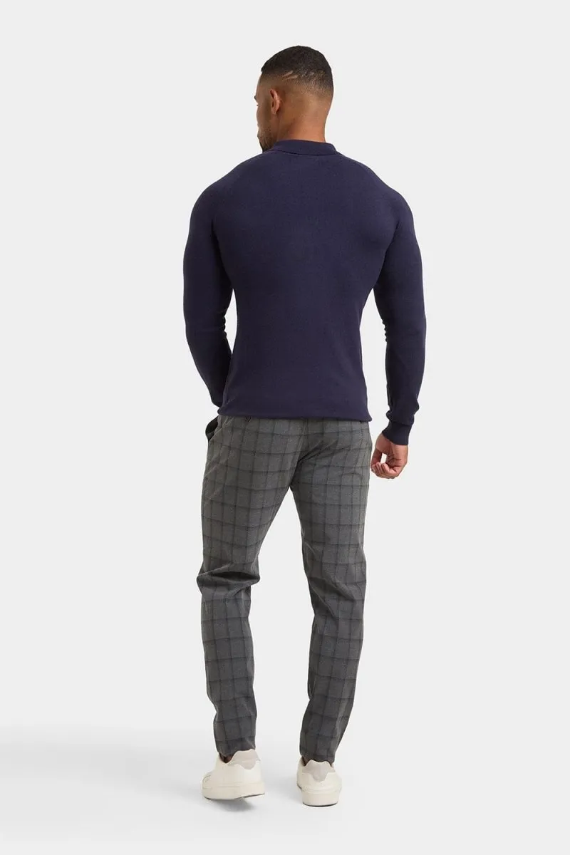 Knitted Polo Shirt in Navy