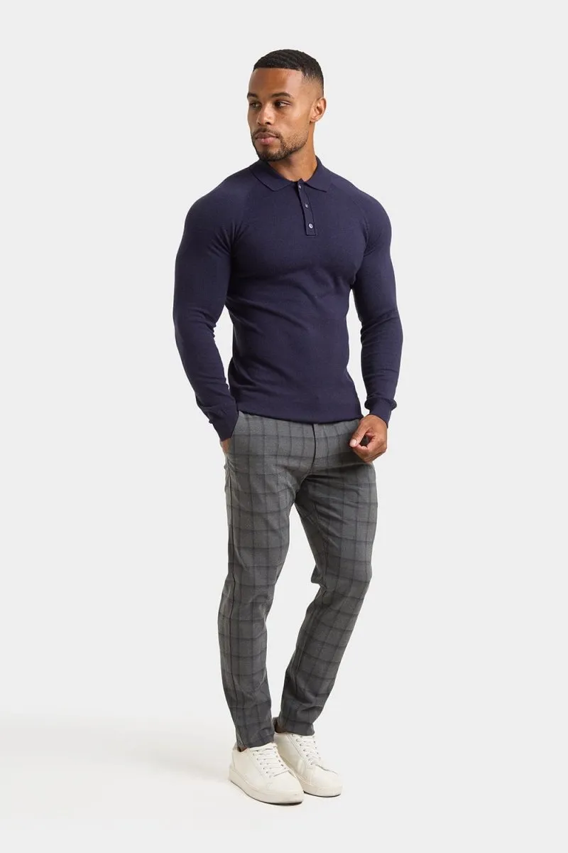 Knitted Polo Shirt in Navy