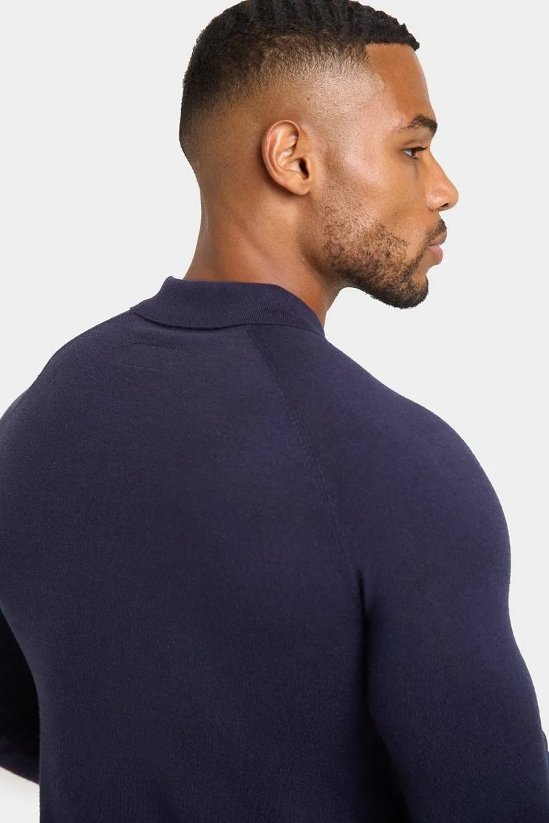 Knitted Polo Shirt in Navy