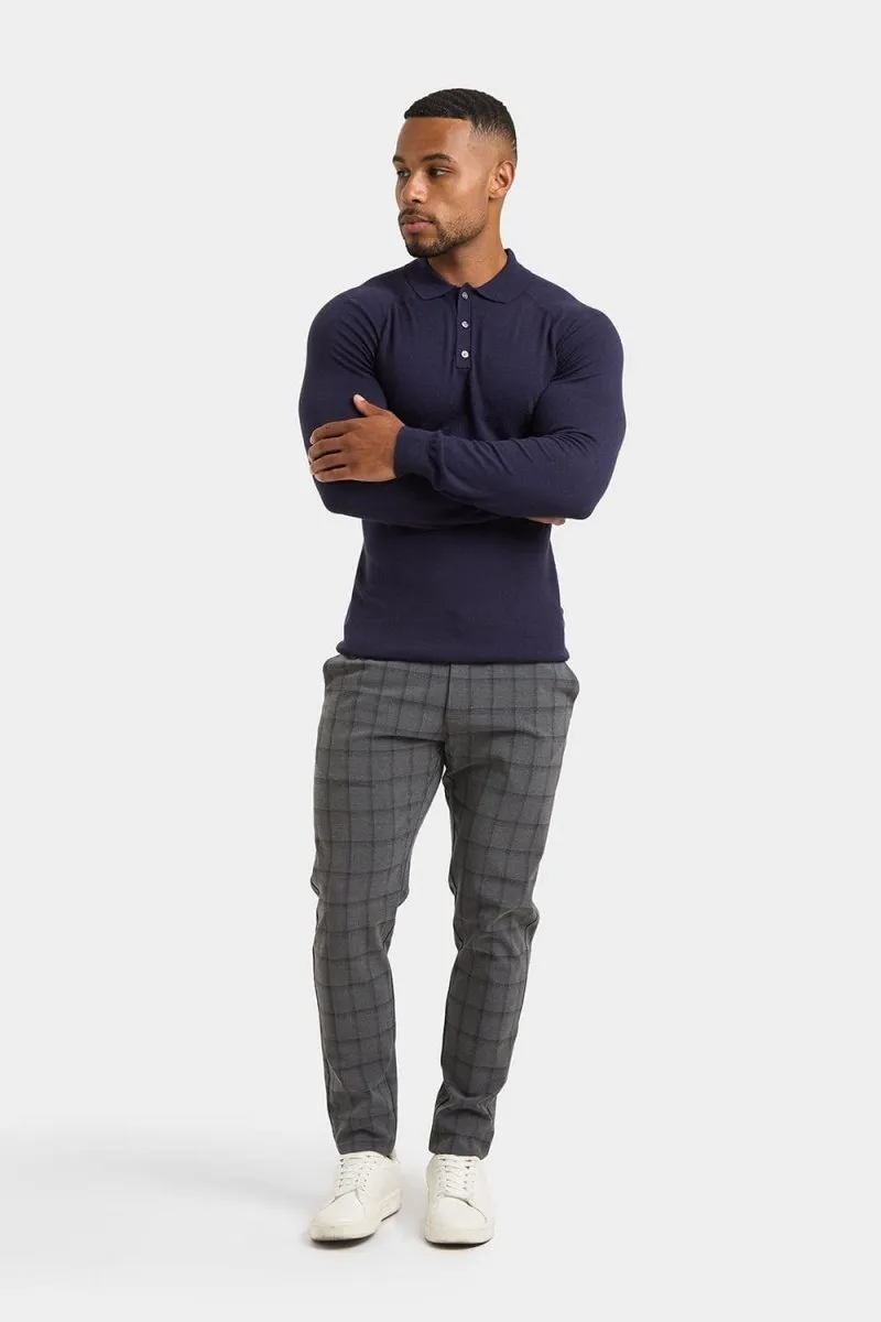Knitted Polo Shirt in Navy