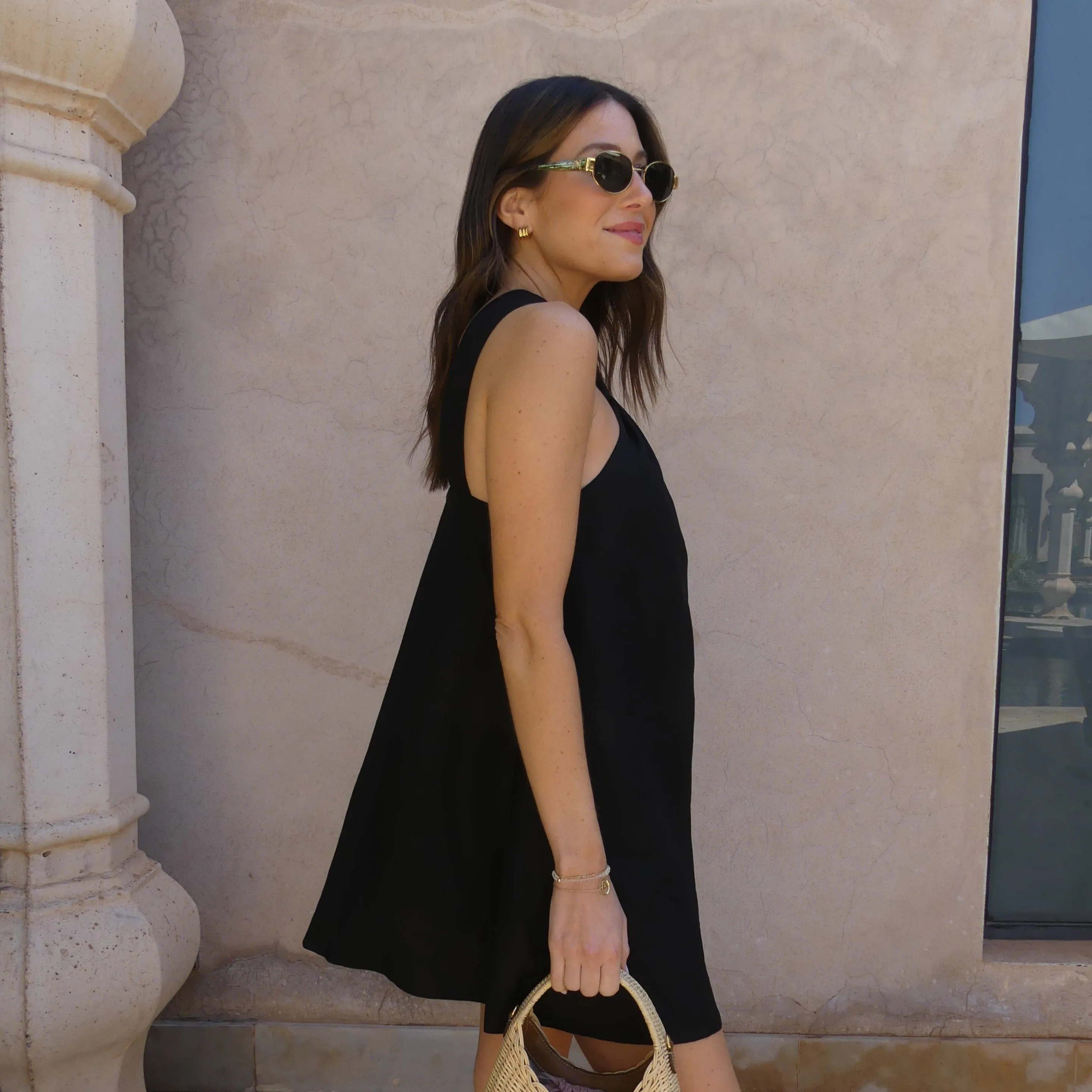 KNOT DETAIL MINI DRESS - BLACK