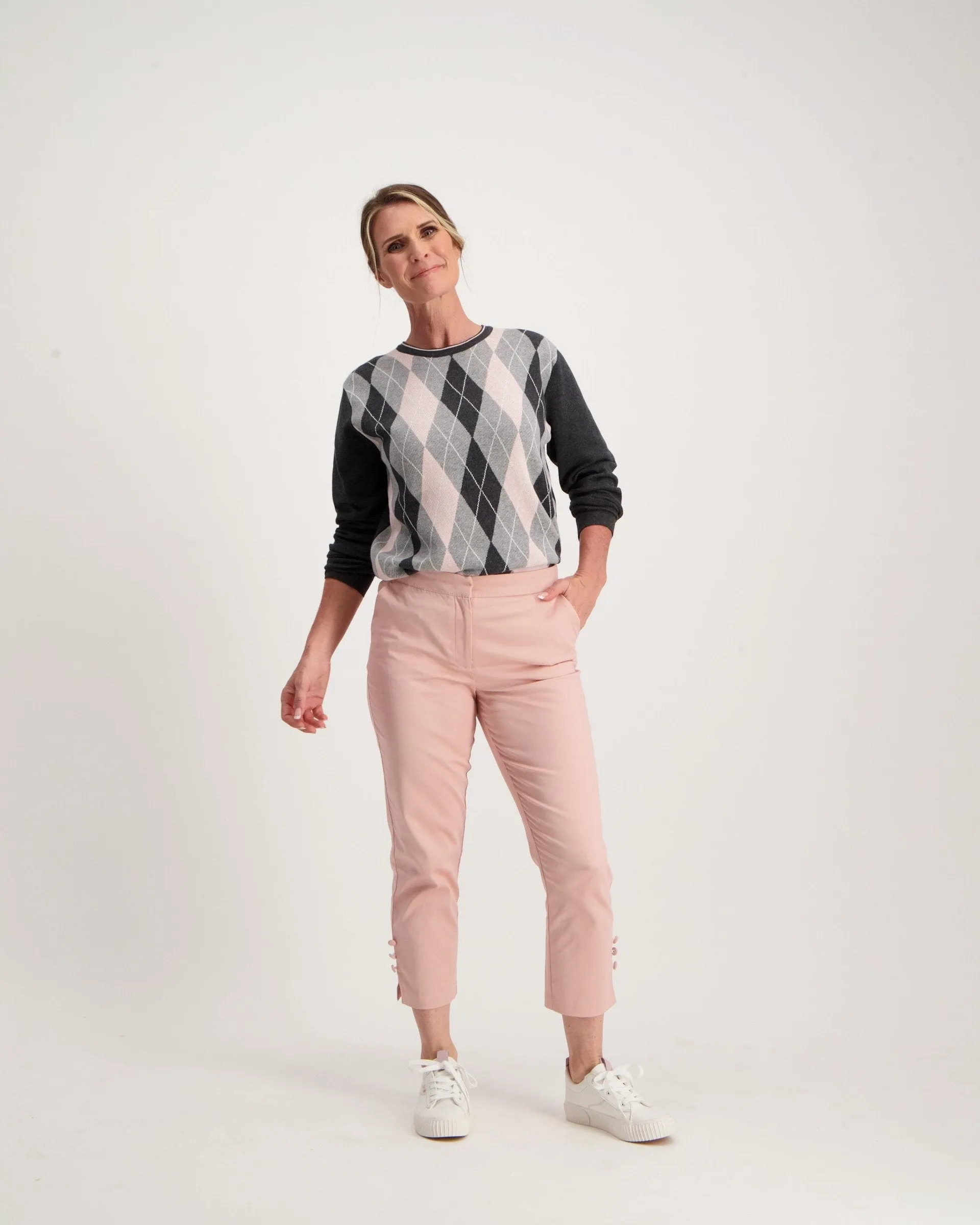Ladies Sateen Crop -Pink