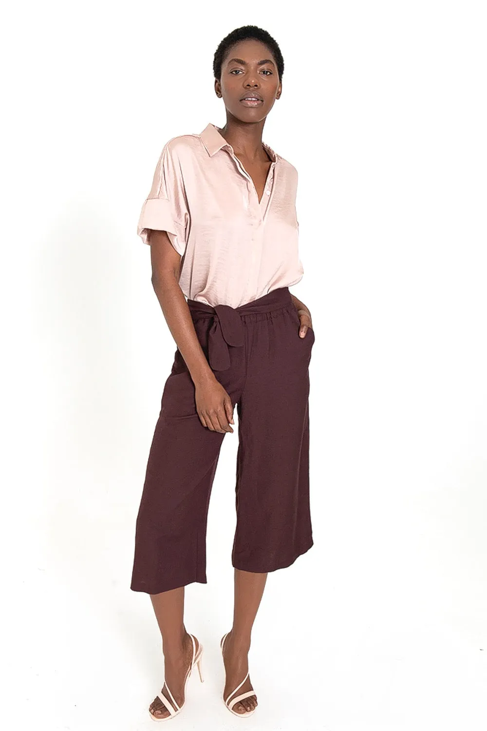 LAZZARO Cropped Palazzo Pant