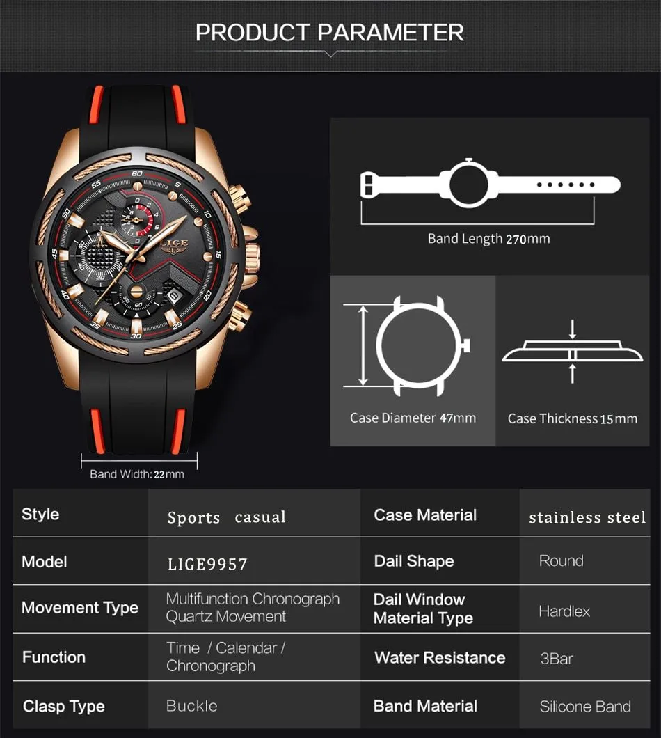 LG9957 - Fashion Silicone Sports Men's Quartz Watch