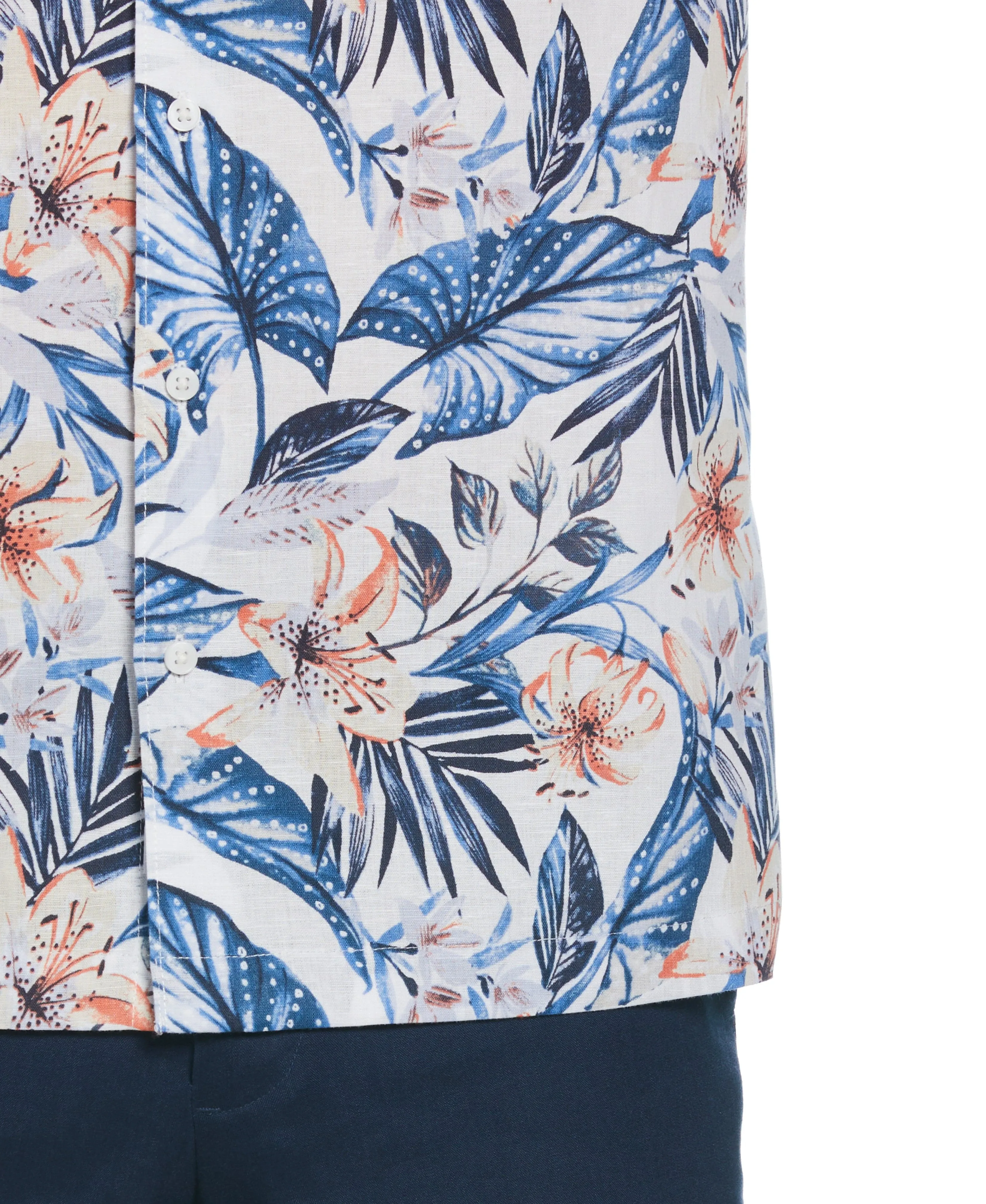 Linen Blend Floral Print Shirt
