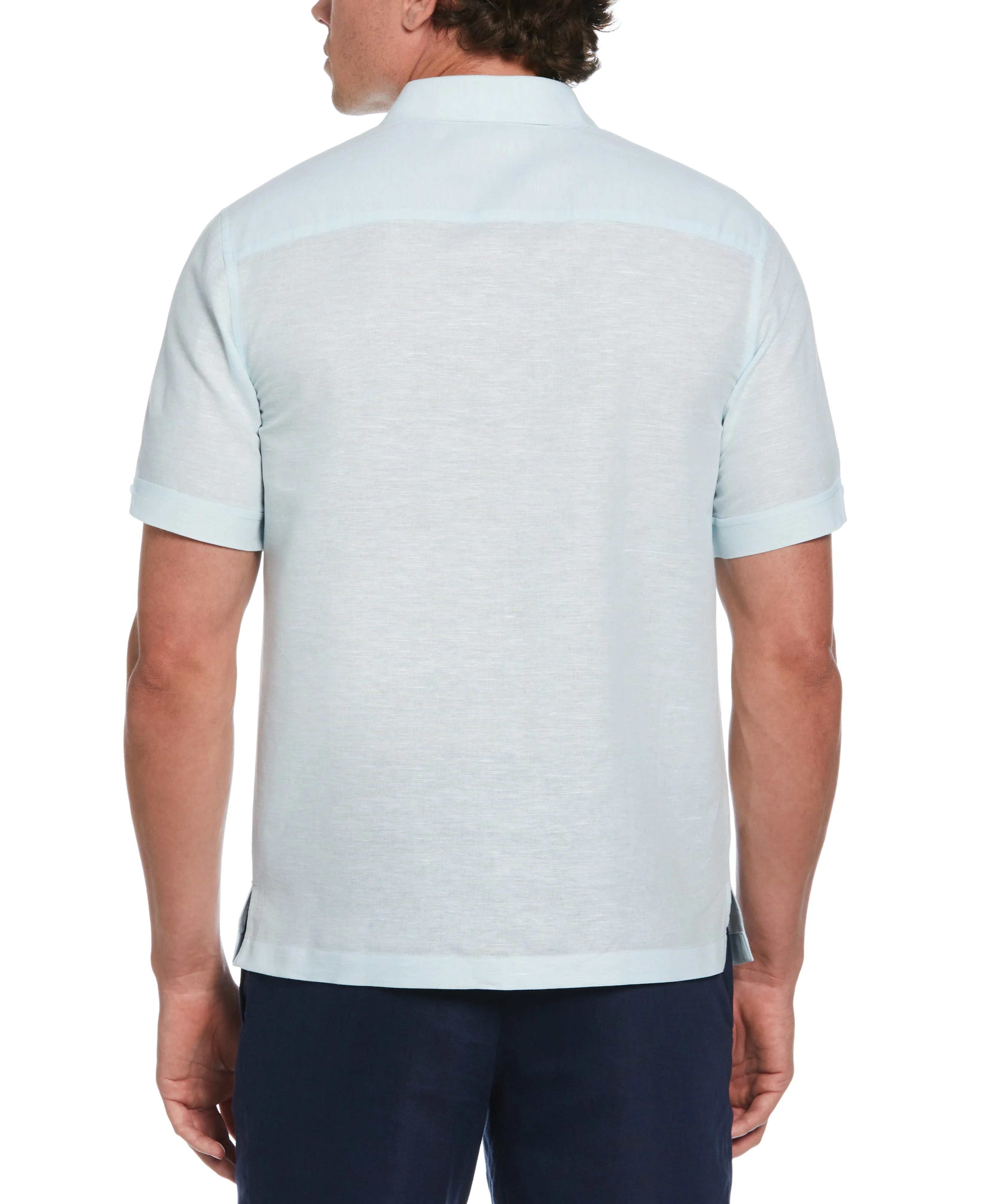 Linen Blend Herringbone Panel Shirt