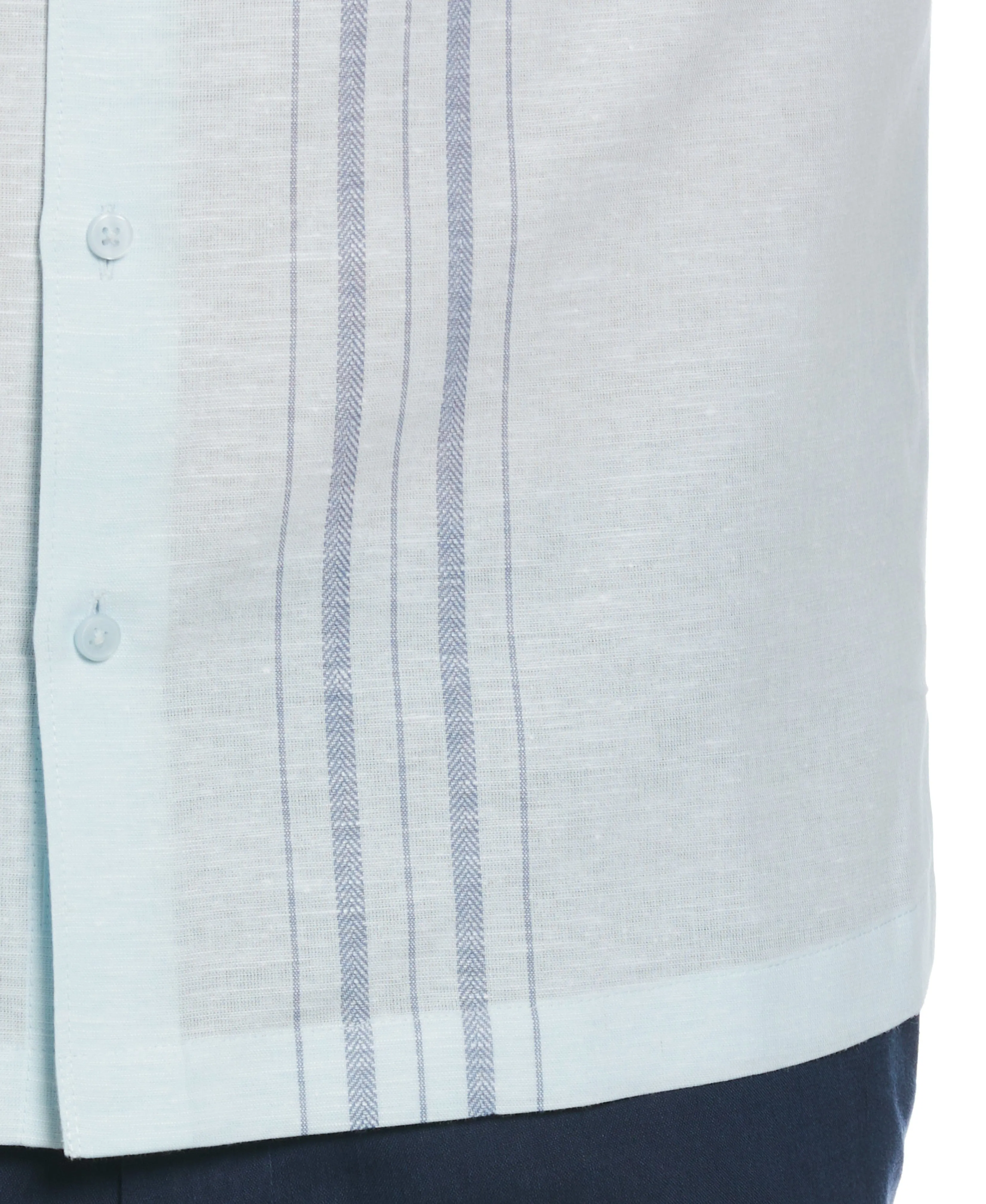 Linen Blend Herringbone Panel Shirt