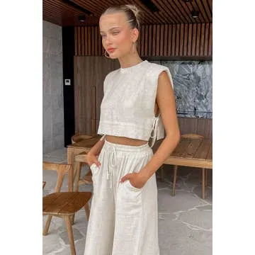 Linen Crop & Pants Set