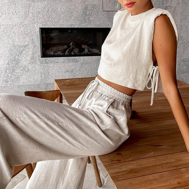 Linen Crop & Pants Set