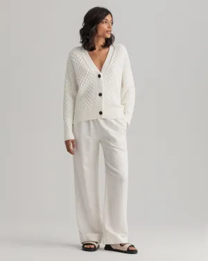 Linen Viscose Pull-On Pant - Eggshell