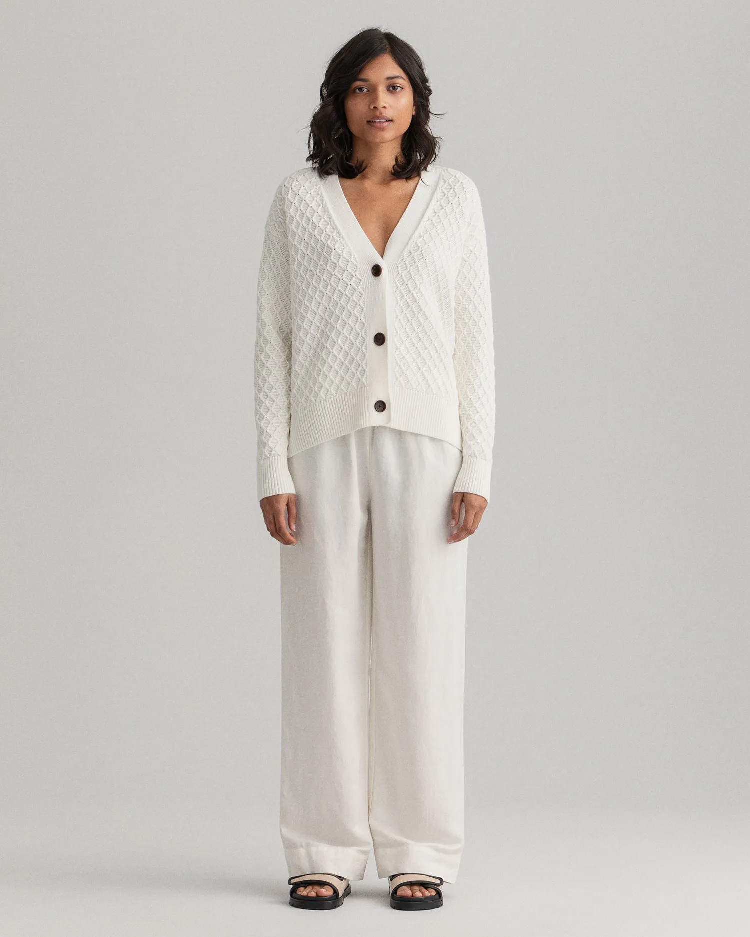 Linen Viscose Pull-On Pant - Eggshell