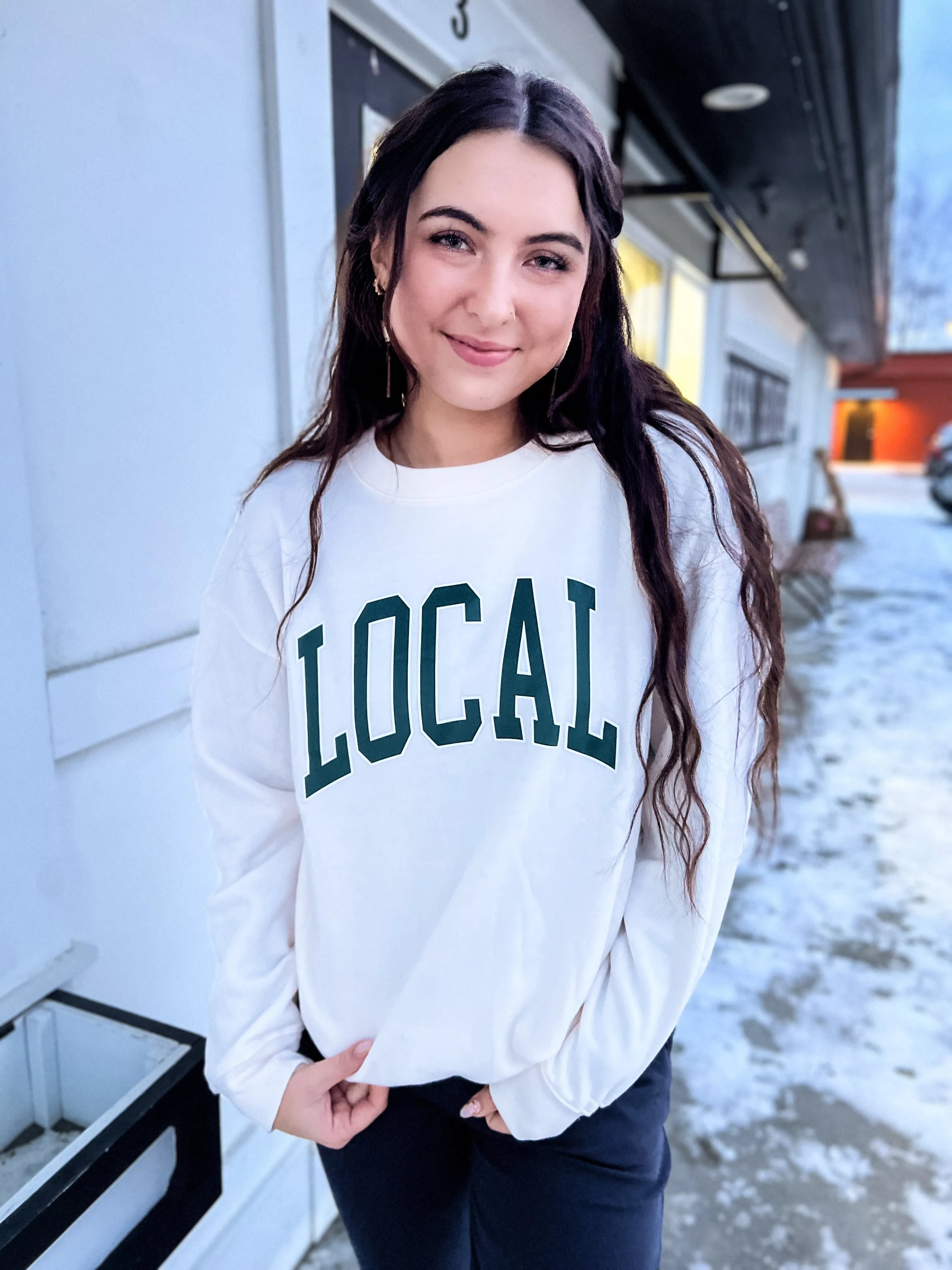 Local Fleece Round Neck Sweater-Cream