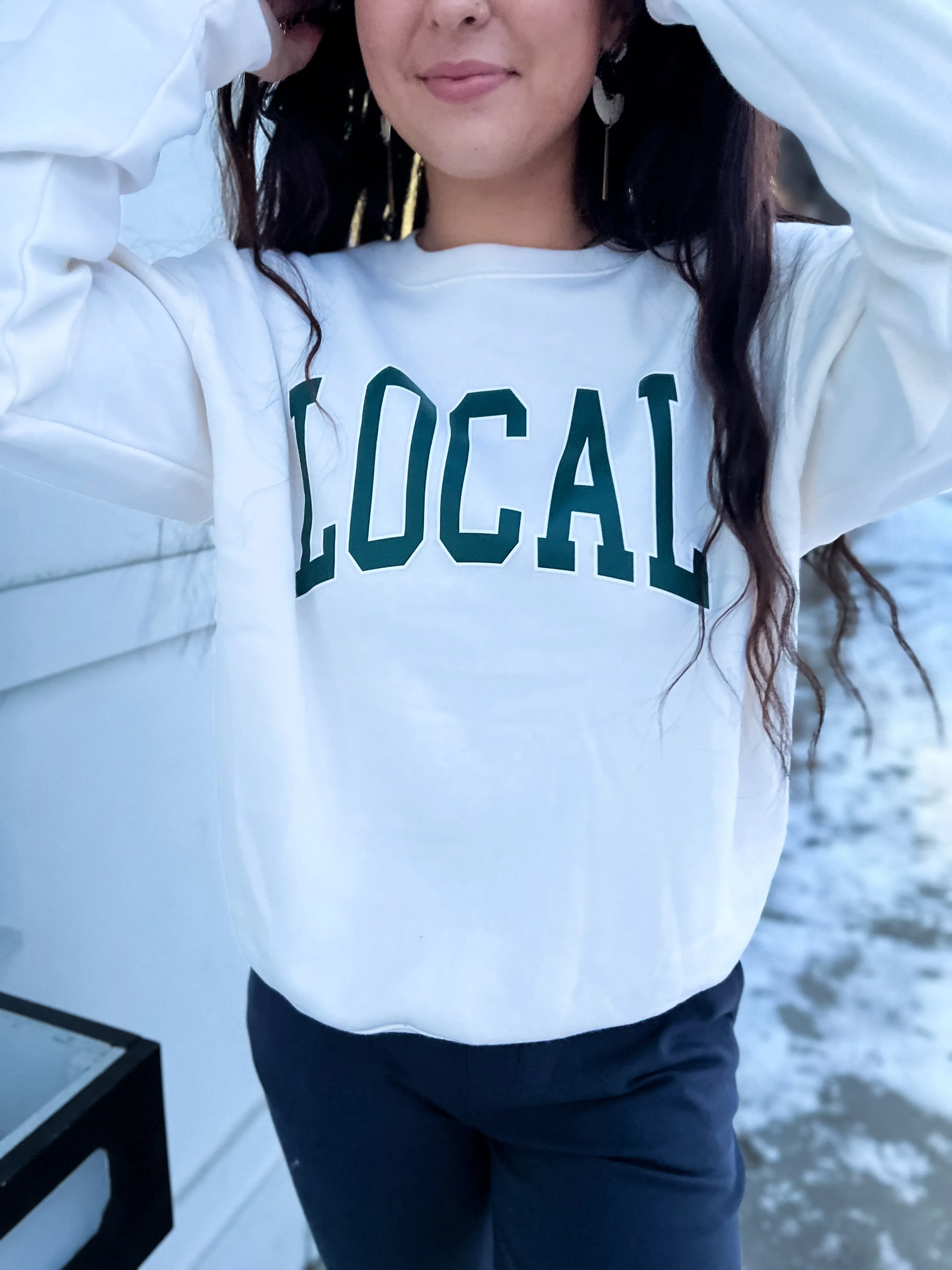 Local Fleece Round Neck Sweater-Cream
