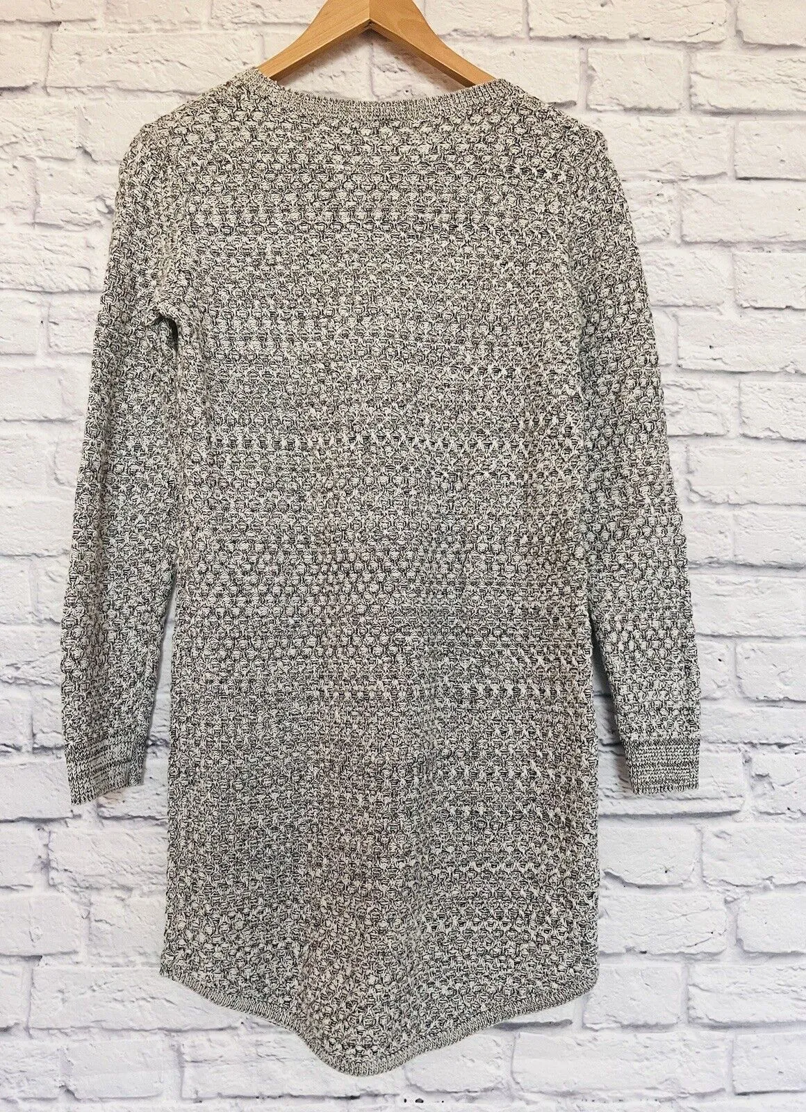 LOFT Womens Sweater Dress Sz M Black & White Heavy Knit Warm Trending Style