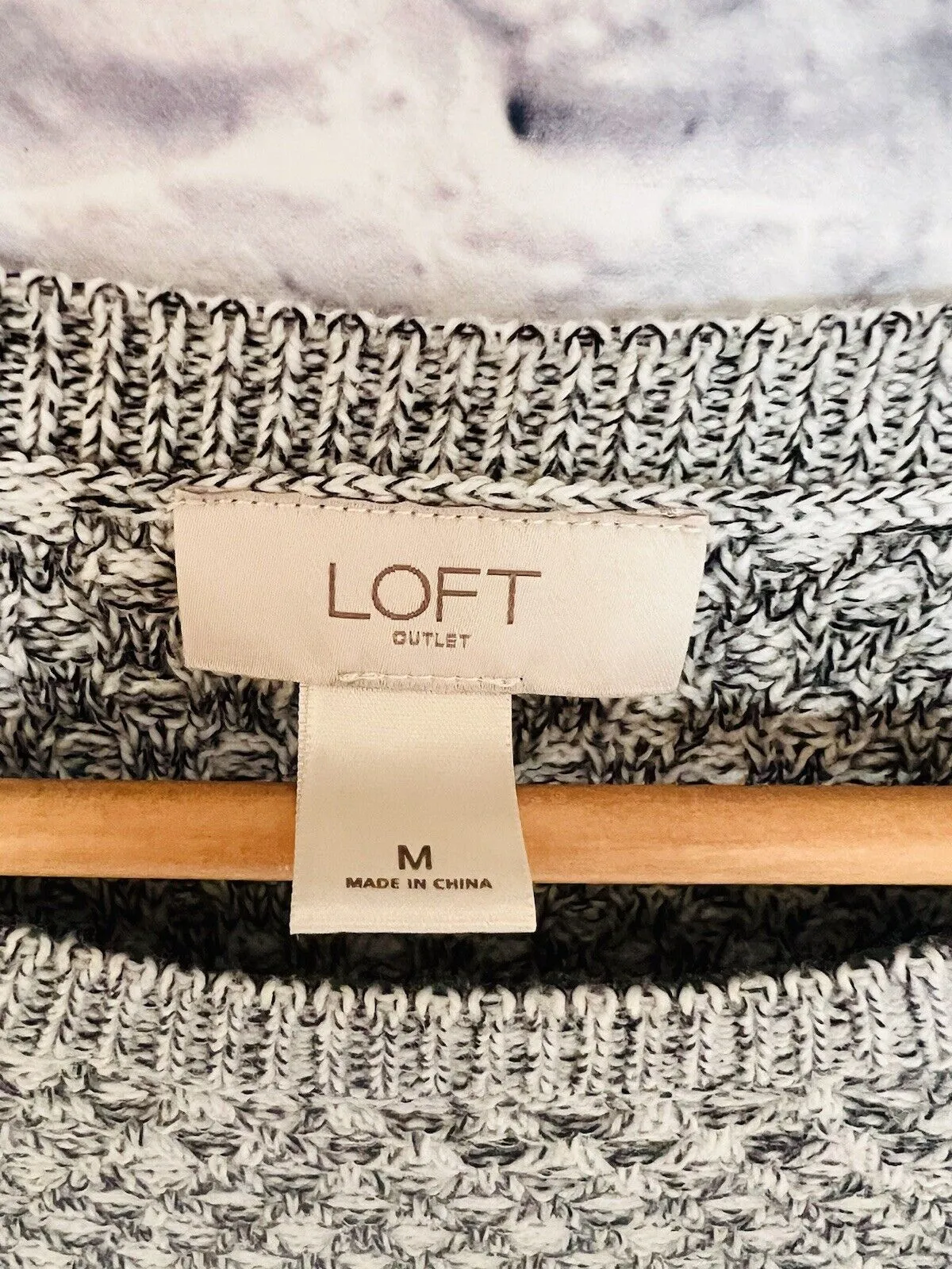 LOFT Womens Sweater Dress Sz M Black & White Heavy Knit Warm Trending Style