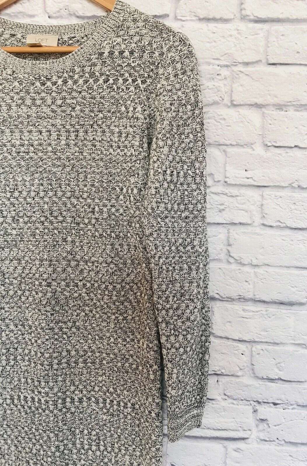 LOFT Womens Sweater Dress Sz M Black & White Heavy Knit Warm Trending Style