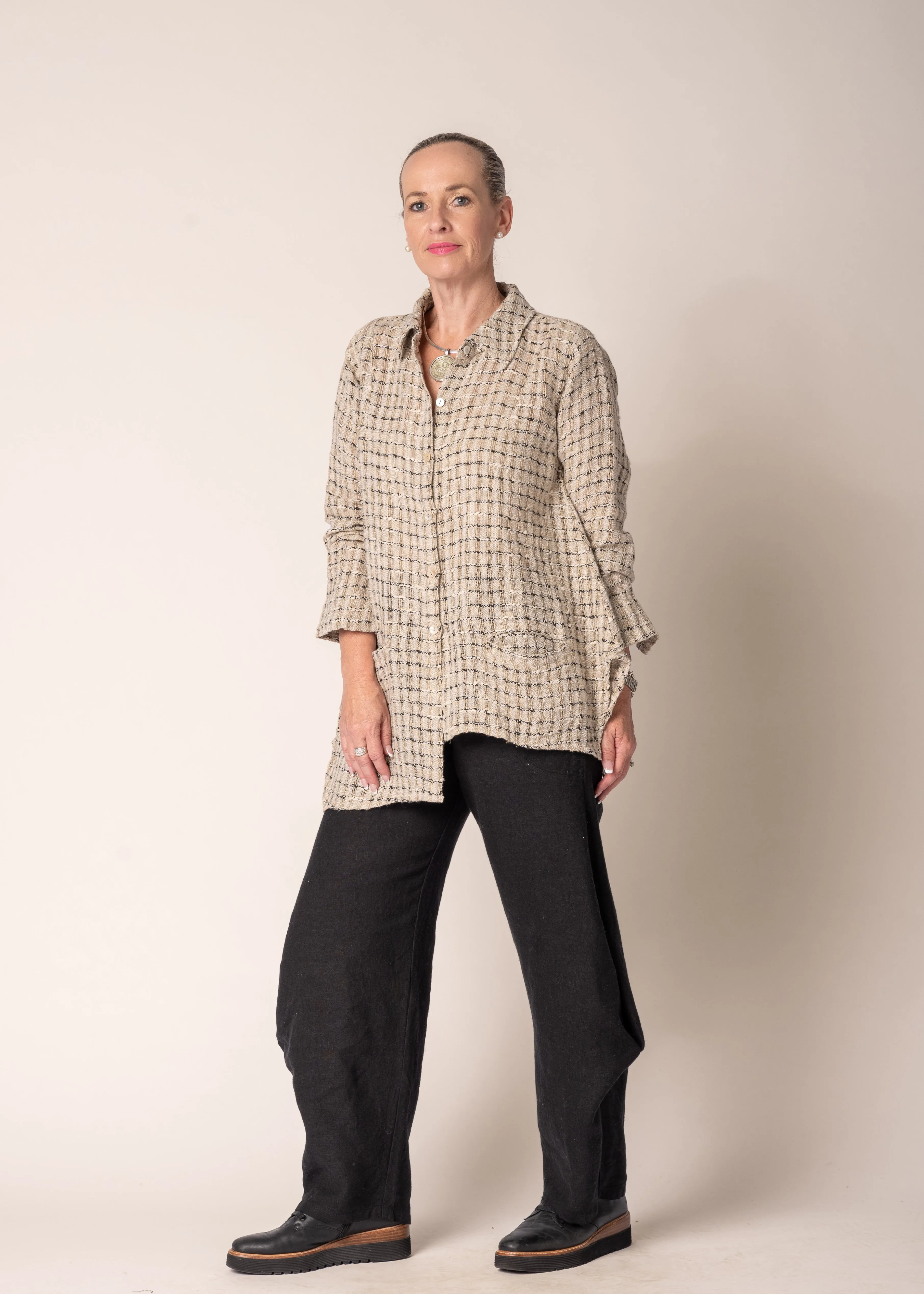 Lucienne Linen Top in Latte