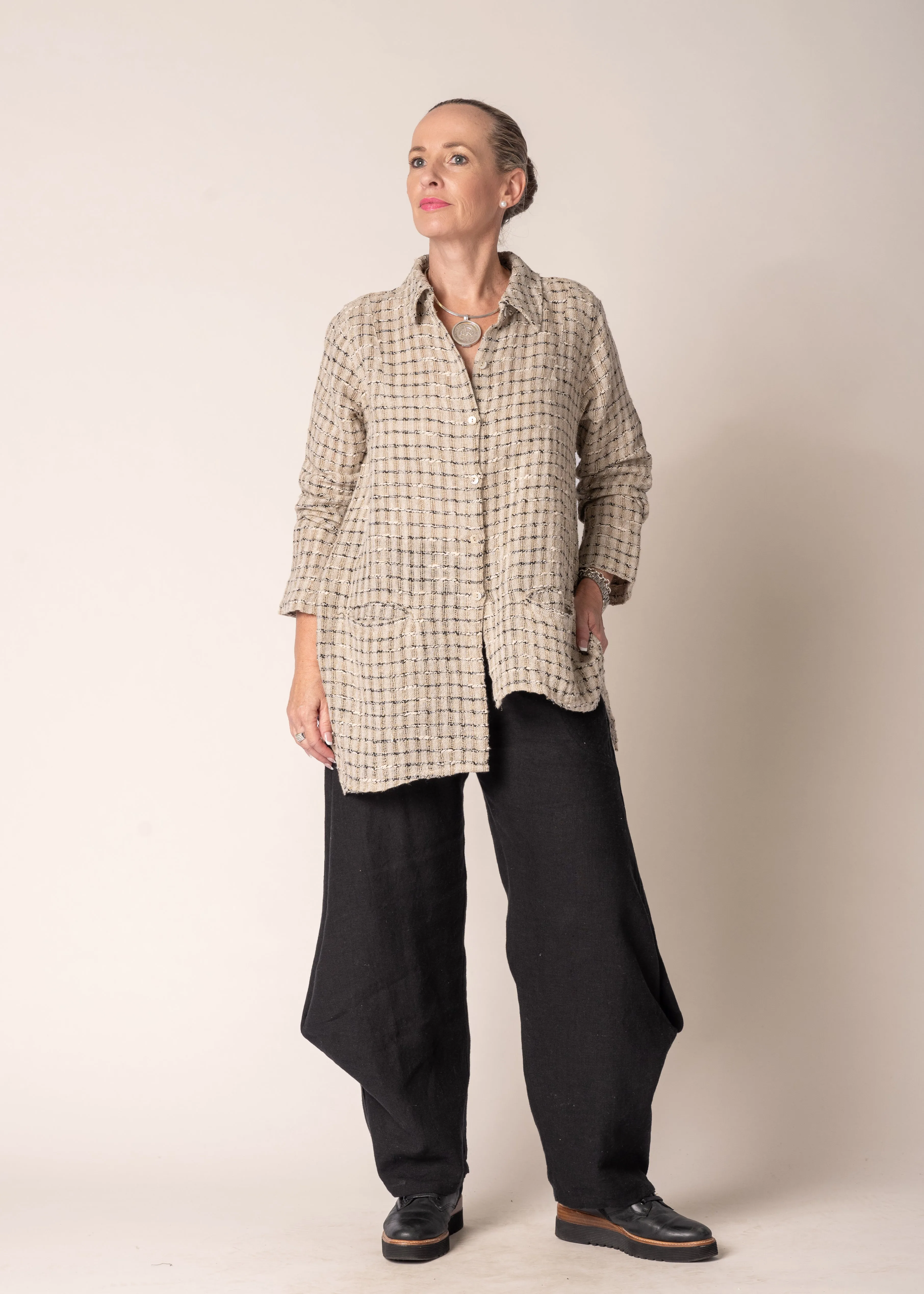 Lucienne Linen Top in Latte
