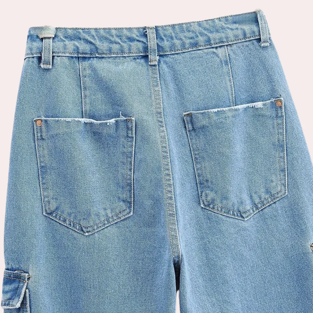 Mailani - trendy denim cargo pants for women