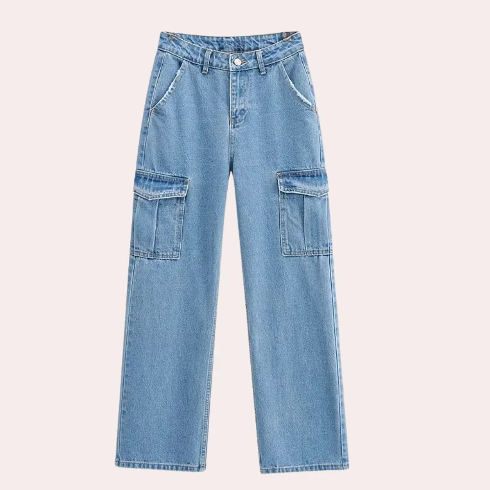 Mailani - trendy denim cargo pants for women