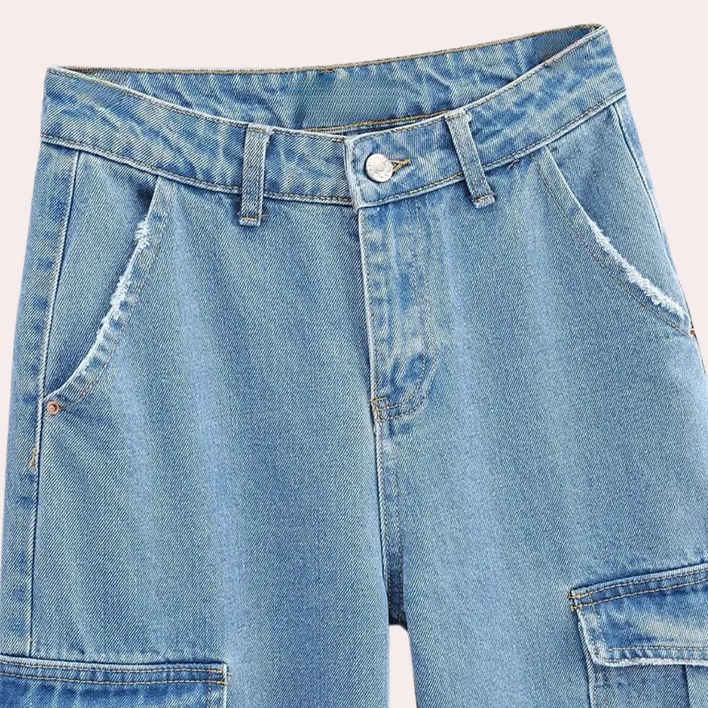 Mailani - trendy denim cargo pants for women