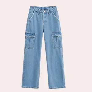 Mailani - trendy denim cargo pants for women