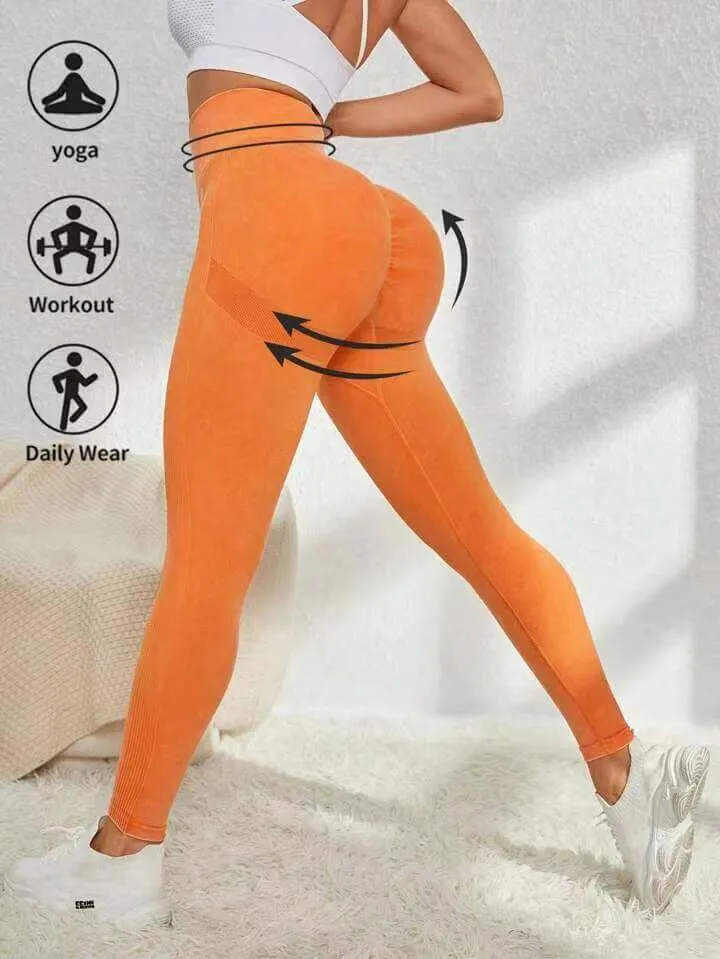 Matte Washed Seamless Yoga High Waist Hip Lift Fitness Pants